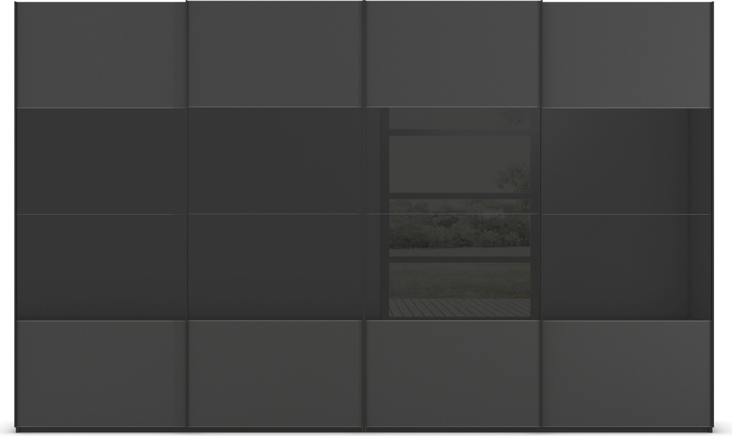 rauch Schuifdeurkast Kledingkast Kast Garderobe Slaapkamerkast SCALE-FYRA edel vierdelige deuren glas mat/glanzend veel kleuren made in germany