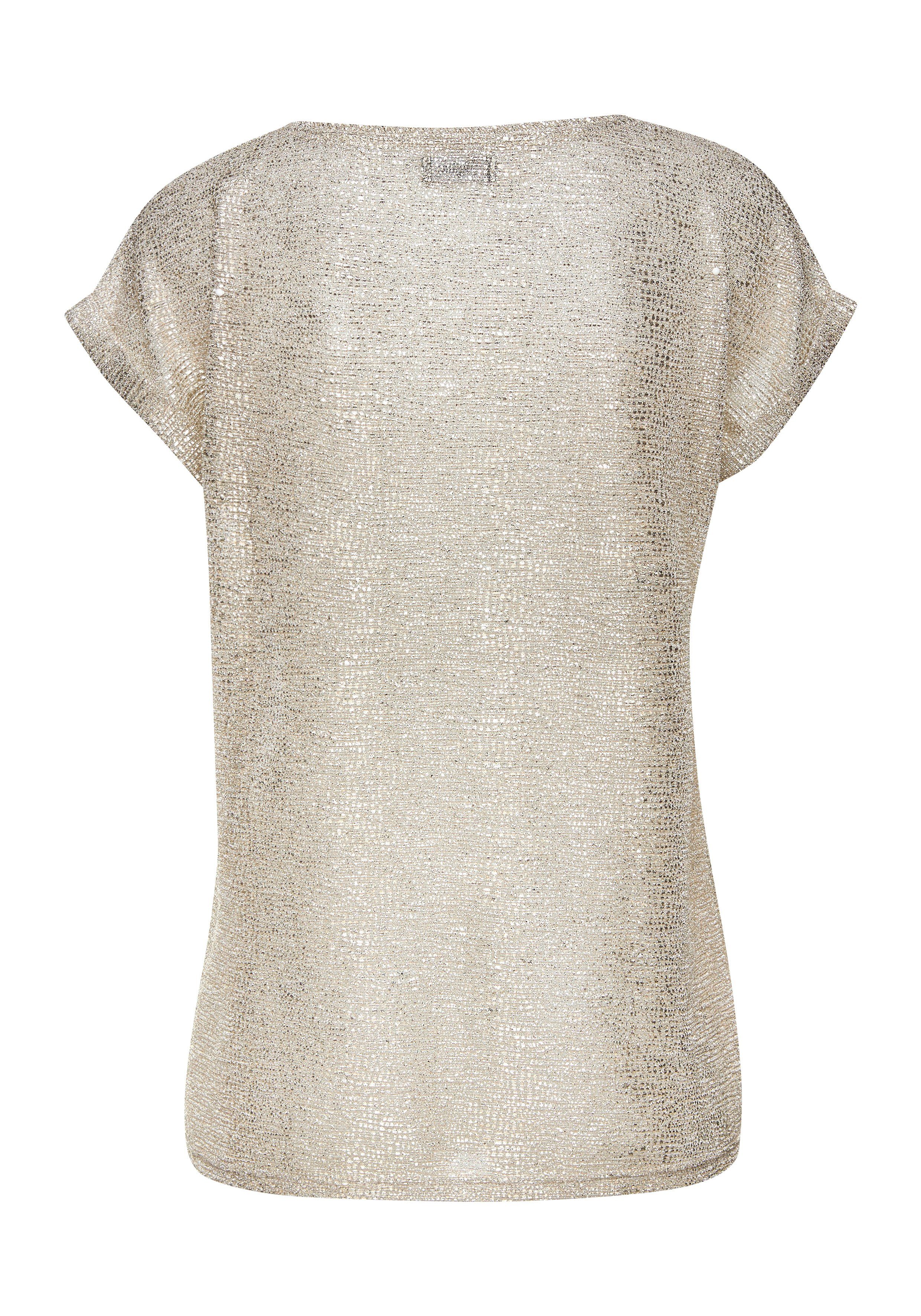 Lascana Shirt met korte mouwen met goudkleurige alloverprint folieprint transparant feestelijk