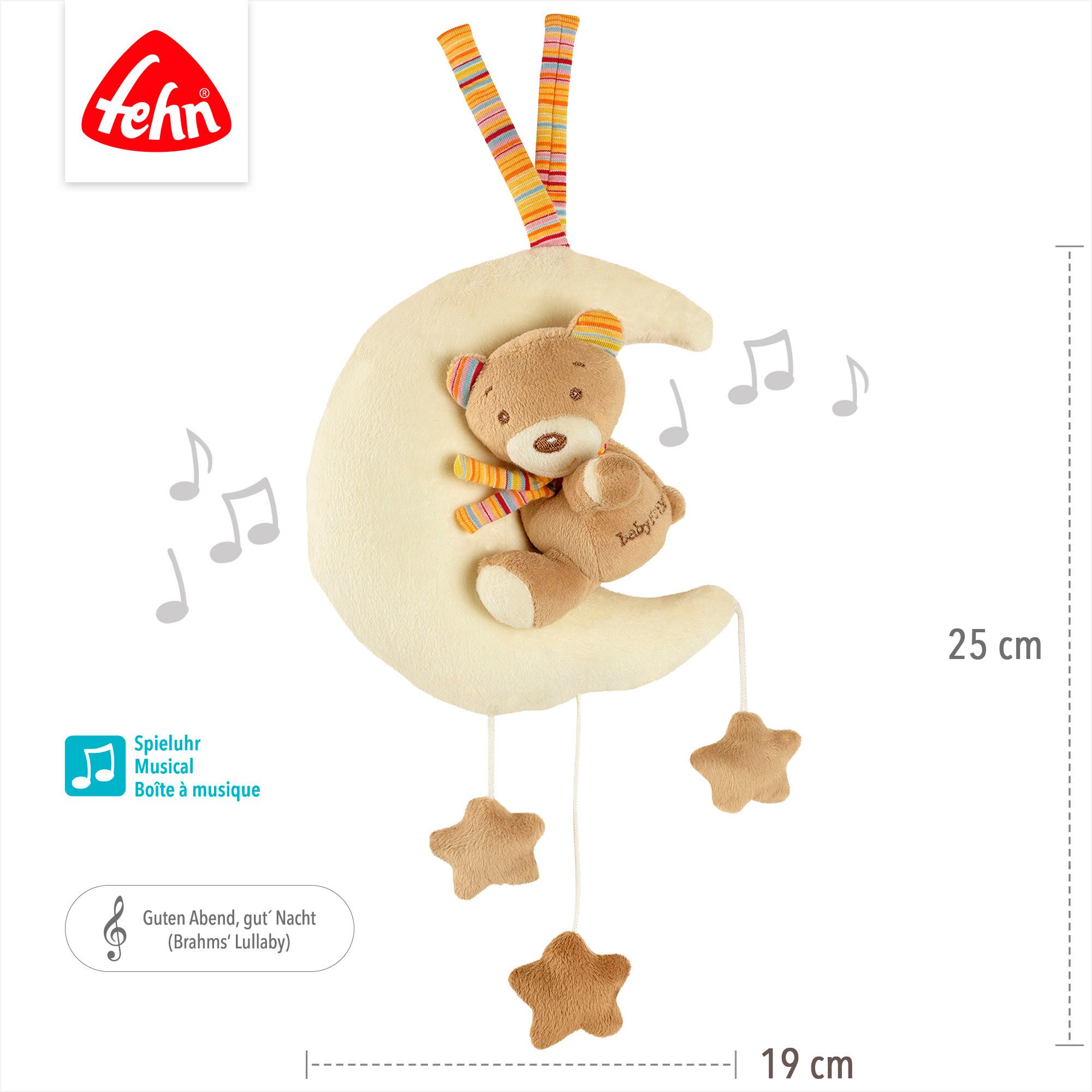Fehn Speeldoosje Rainbow, teddy op de maan