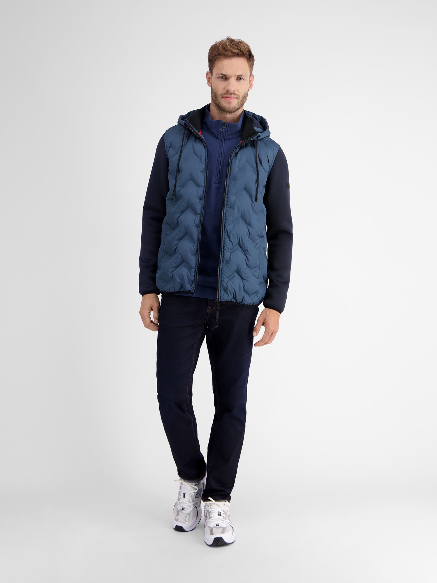 Lerros Sweatvest LERROS sweatshirt jack met nylon voorkant