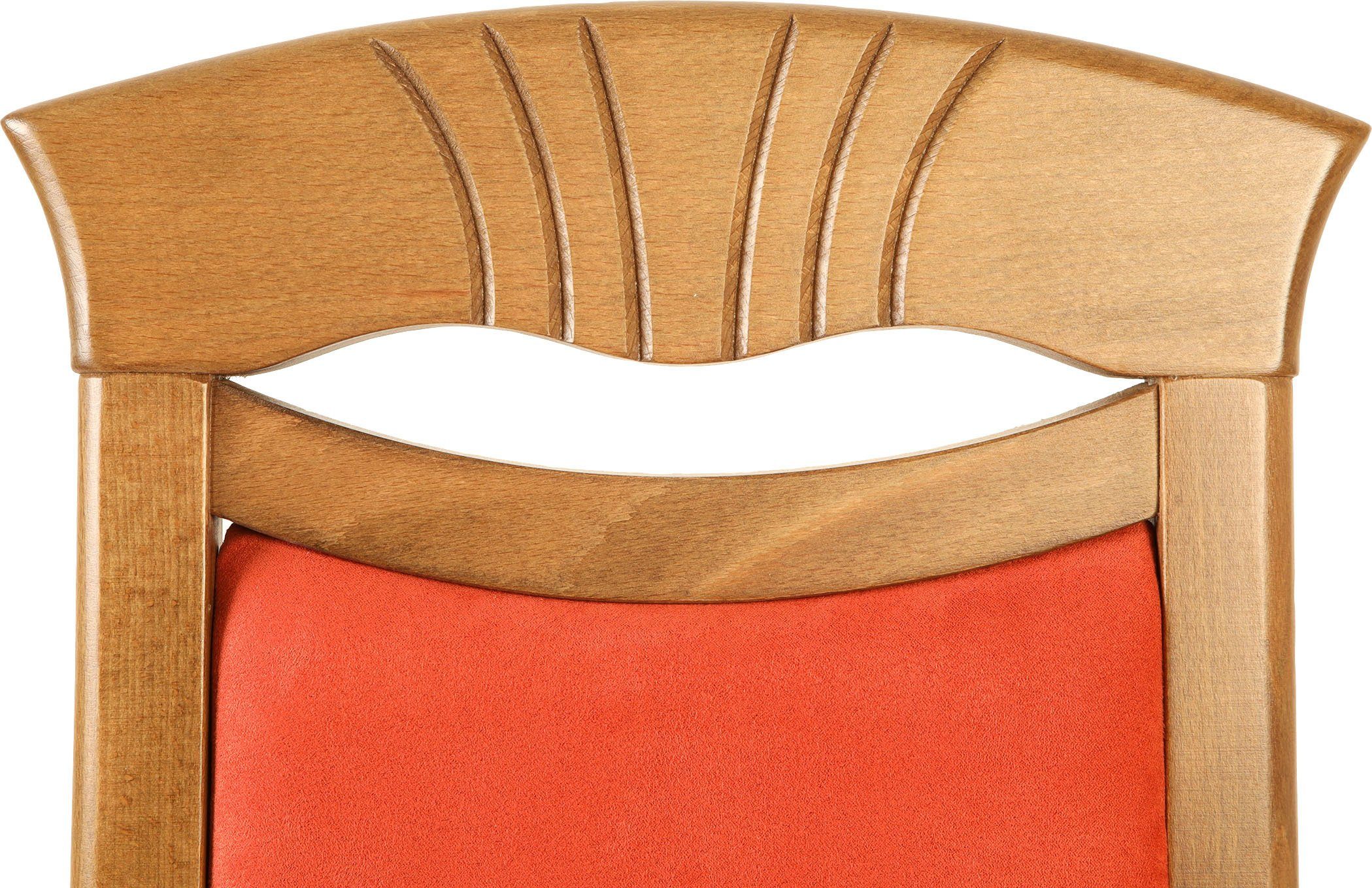 Home affaire Eetkamerstoel Franz slijtvast microvezel, onderstel beuken naturel of wit, houten stoel (set, 2 stuks)
