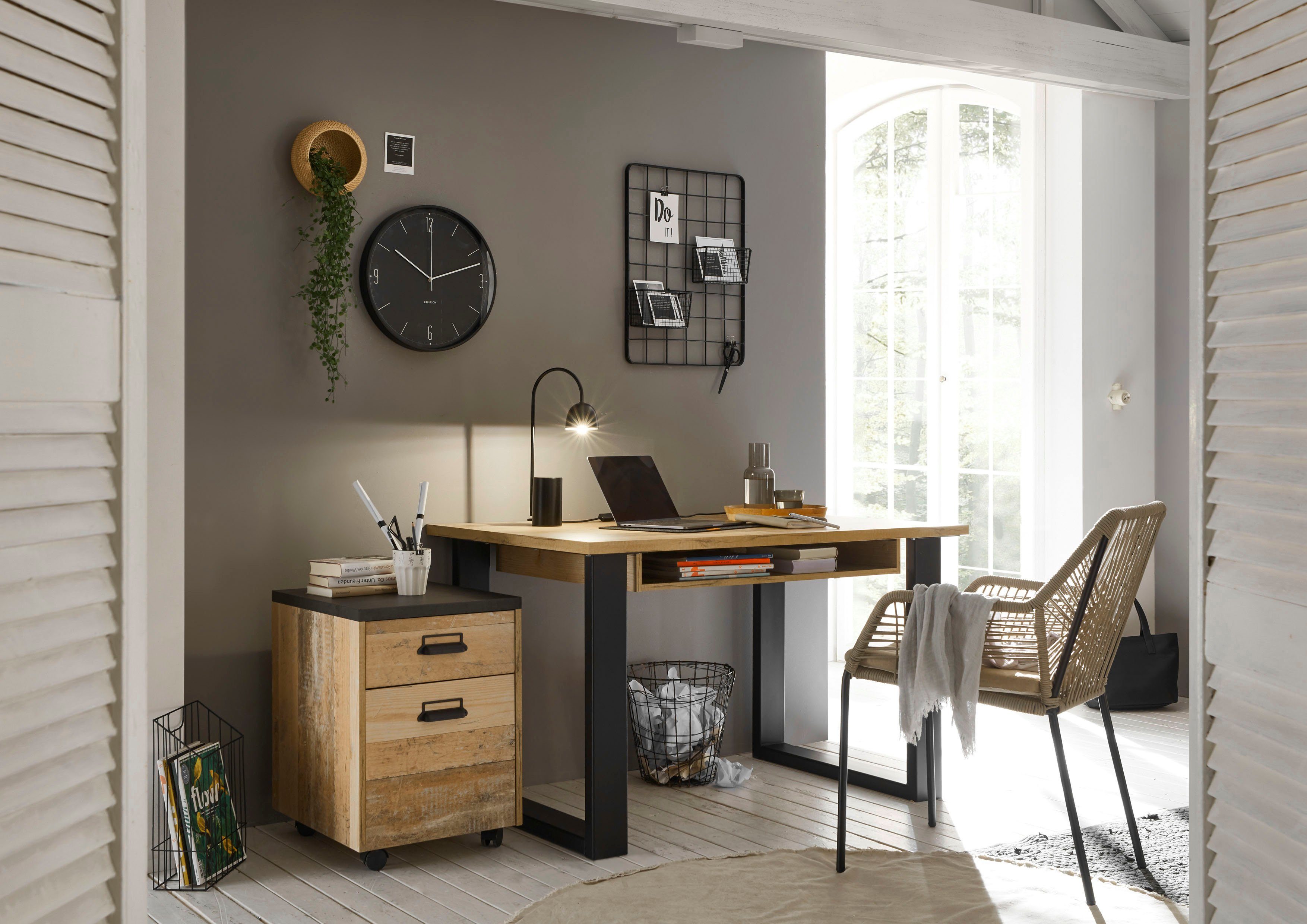 Home affaire Kastje op wieltjes Sherwood met metalen apotheker handgrepen, breedte 47 cm, soft-close functie