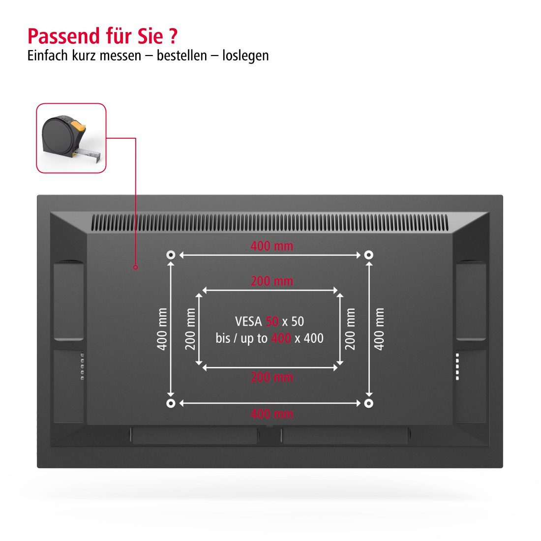 Hama Tv-wandhouder Wandbeugel (kantelbaar, 32" - 75", VESA 400x400)