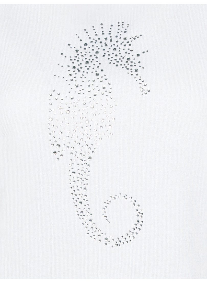 Trigema T-shirt TRIGEMA T-shirt met zeepaard-print van strass-steentjes (1-delig)
