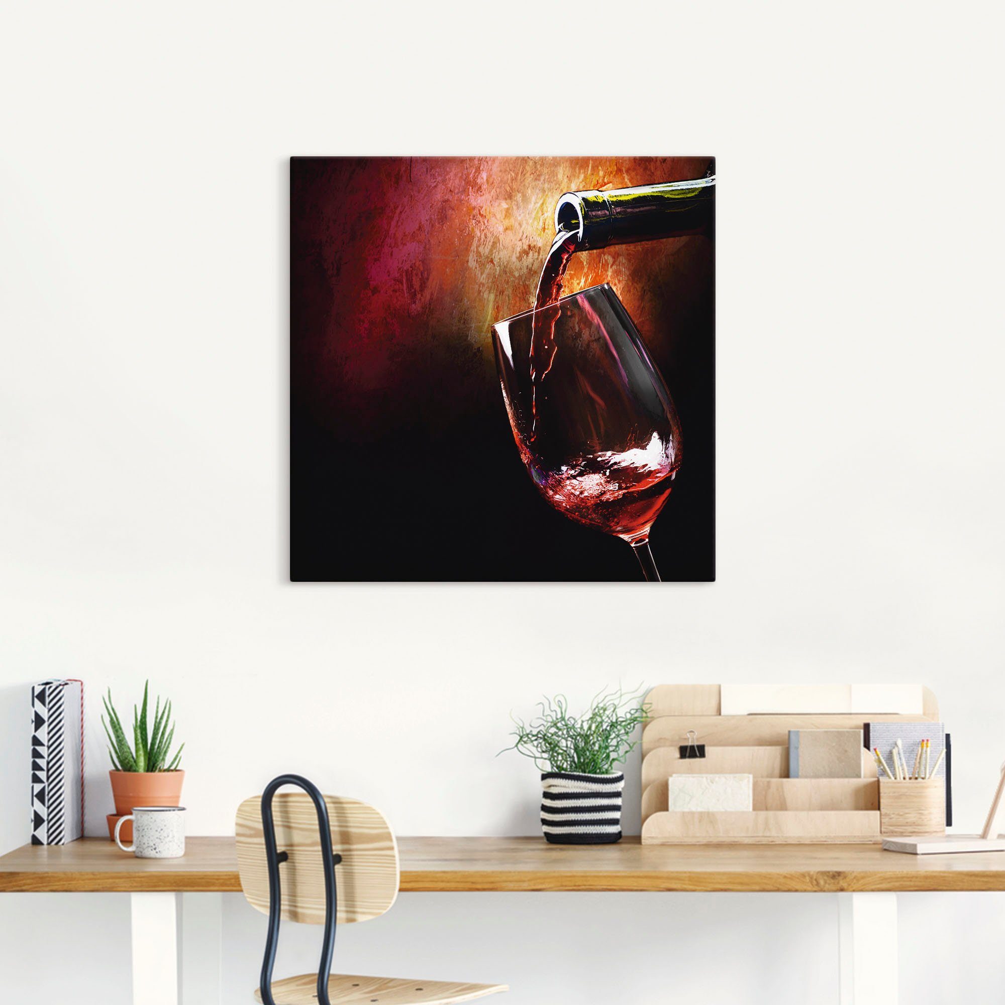 Artland Artprint Wijn - rode wijn als artprint van aluminium, artprint voor buiten, artprint op linnen, poster, muursticker