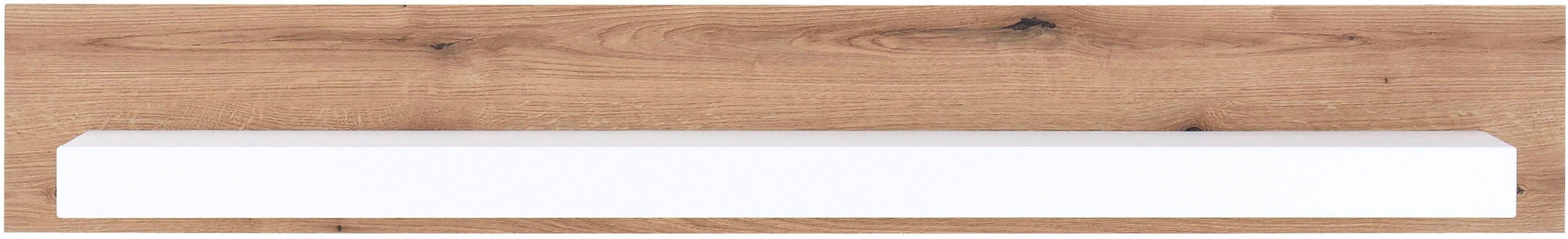 INOSIGN Wandrek Brixen, moderne wandplank, hangplank met opbergruimte veelzijdig inzetbaar wandrek, wit met eiken evoke decor