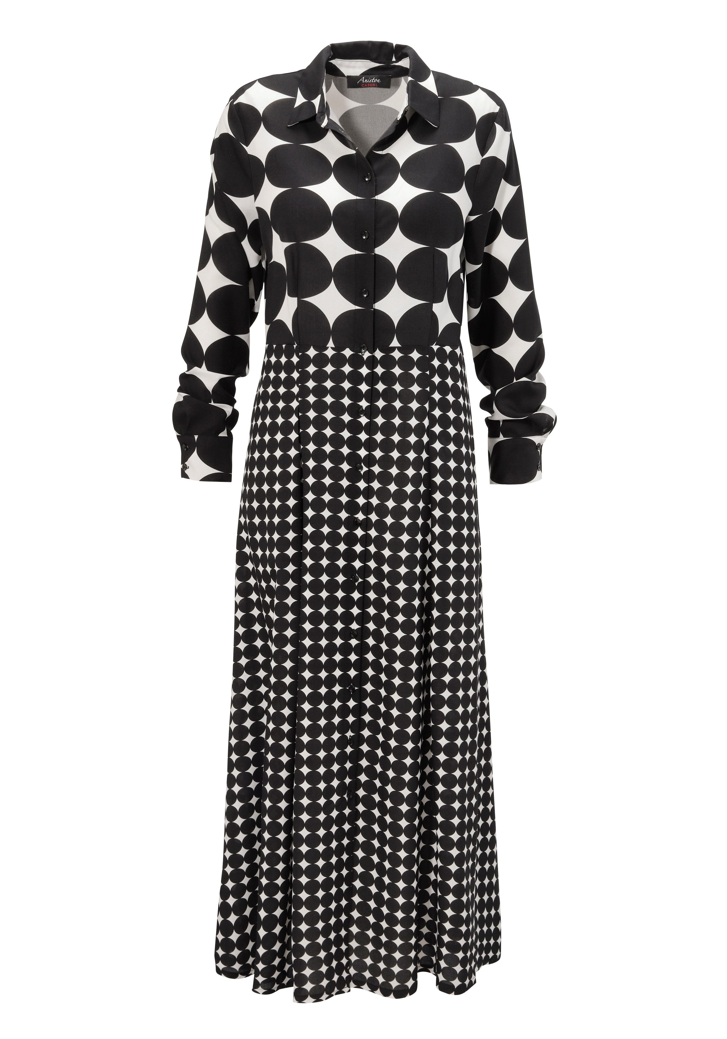 Aniston CASUAL Maxi-jurk in een mix van grote en kleine cirkels - nieuwe collectie