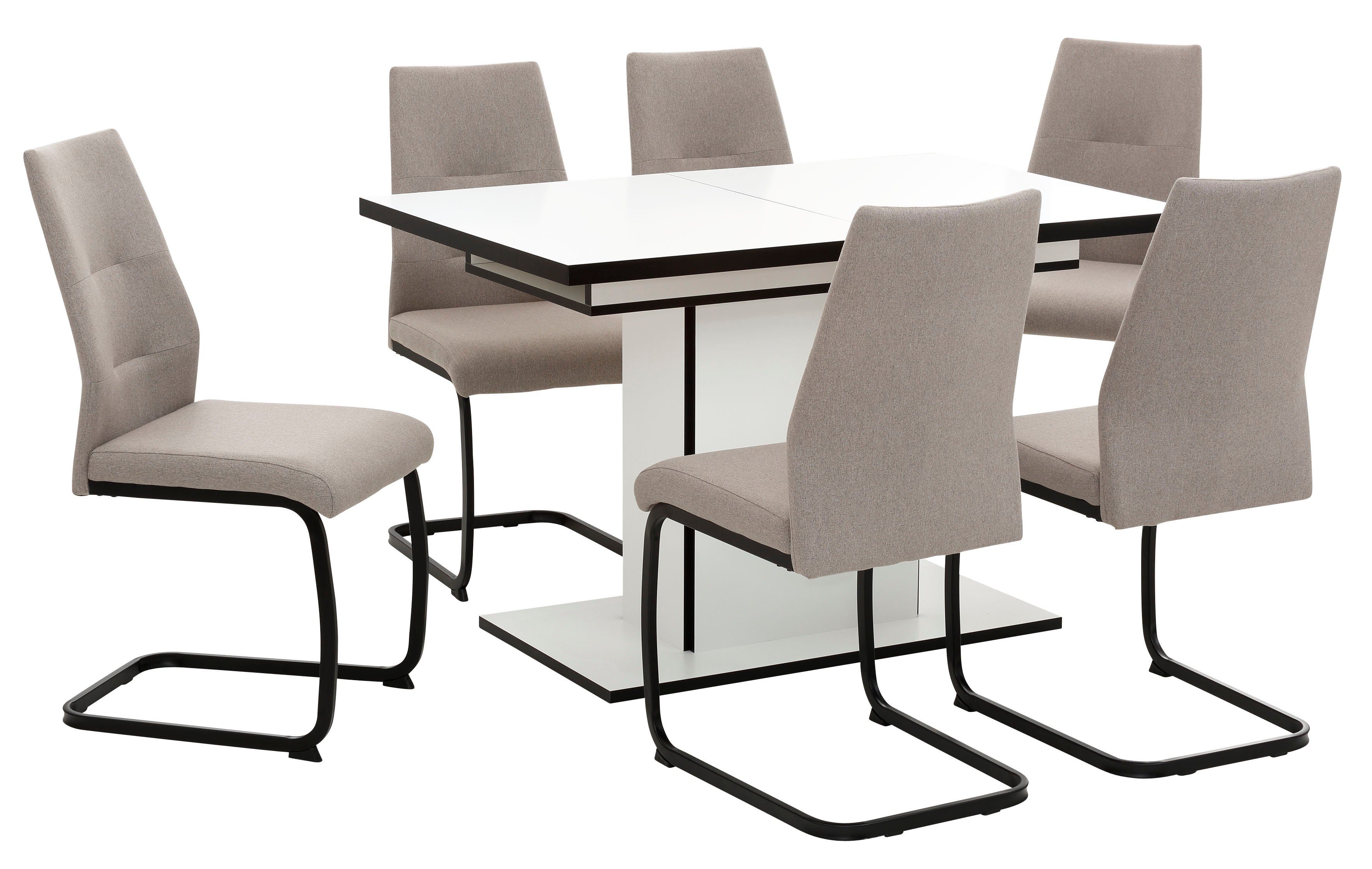 HELA Eethoek Ariana, TOPSELLER! OTTOs Choice, uitschuifbare eettafel, 6 stoelen Tafel uitschuifbaar 120 -160 cm, draagvermogen 140 KG, comfortabel gestoffeerd (set, 7-delig)