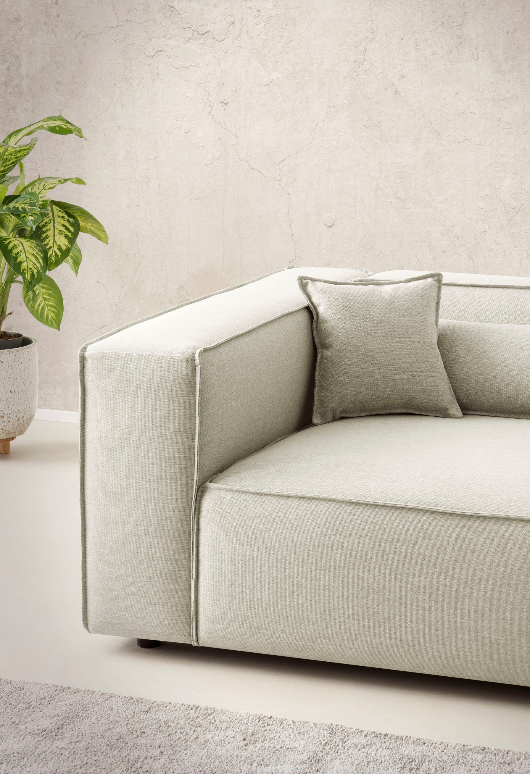 LeGer Home by Lena Gercke 3-zitsbank PIARA, XXL sofa met biesnaad, Big-sofa in cord of linnenlook