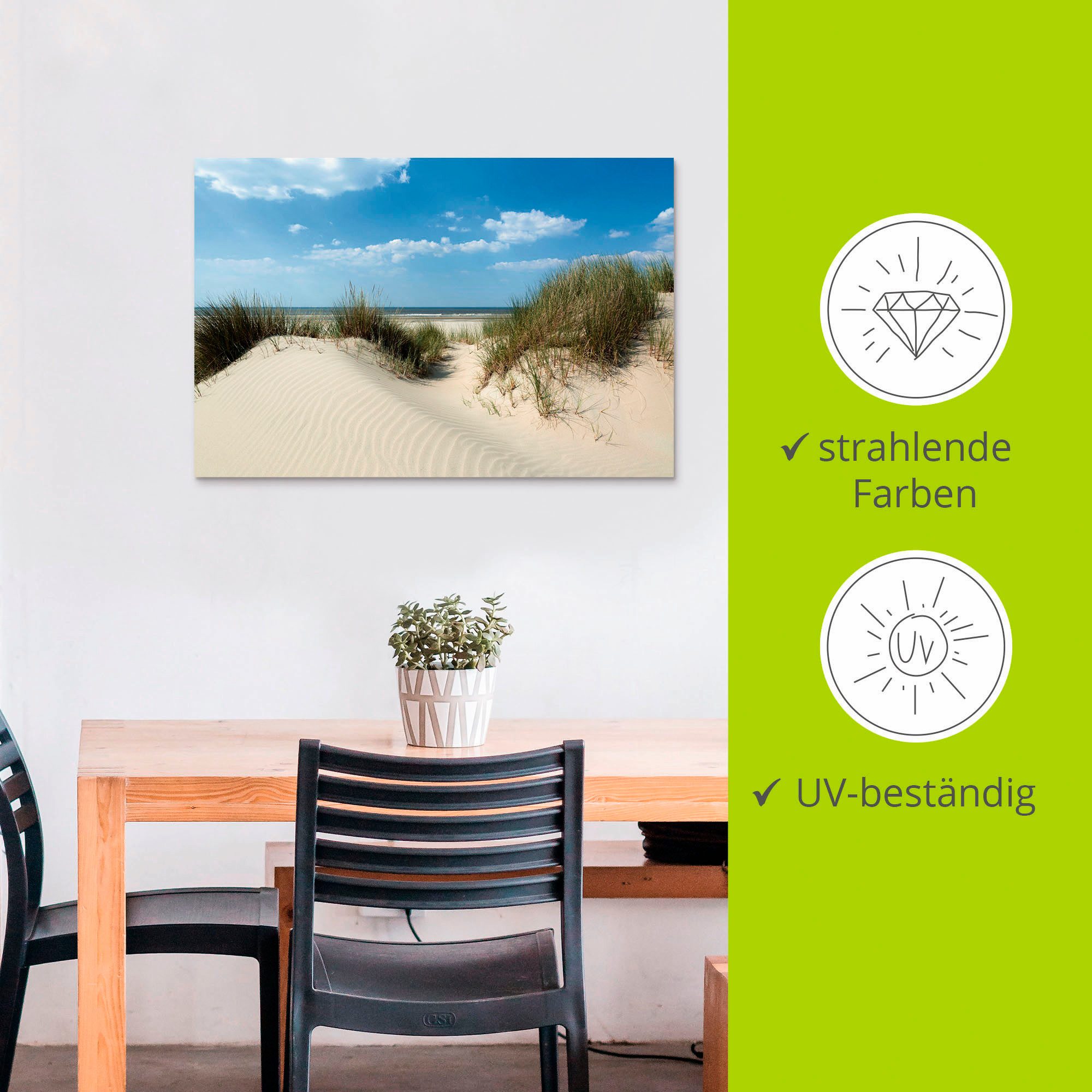 Artland Artprint Duin met uitzicht op zee als artprint van aluminium, artprint voor buiten, artprint op linnen, poster in verschillende maten. maten