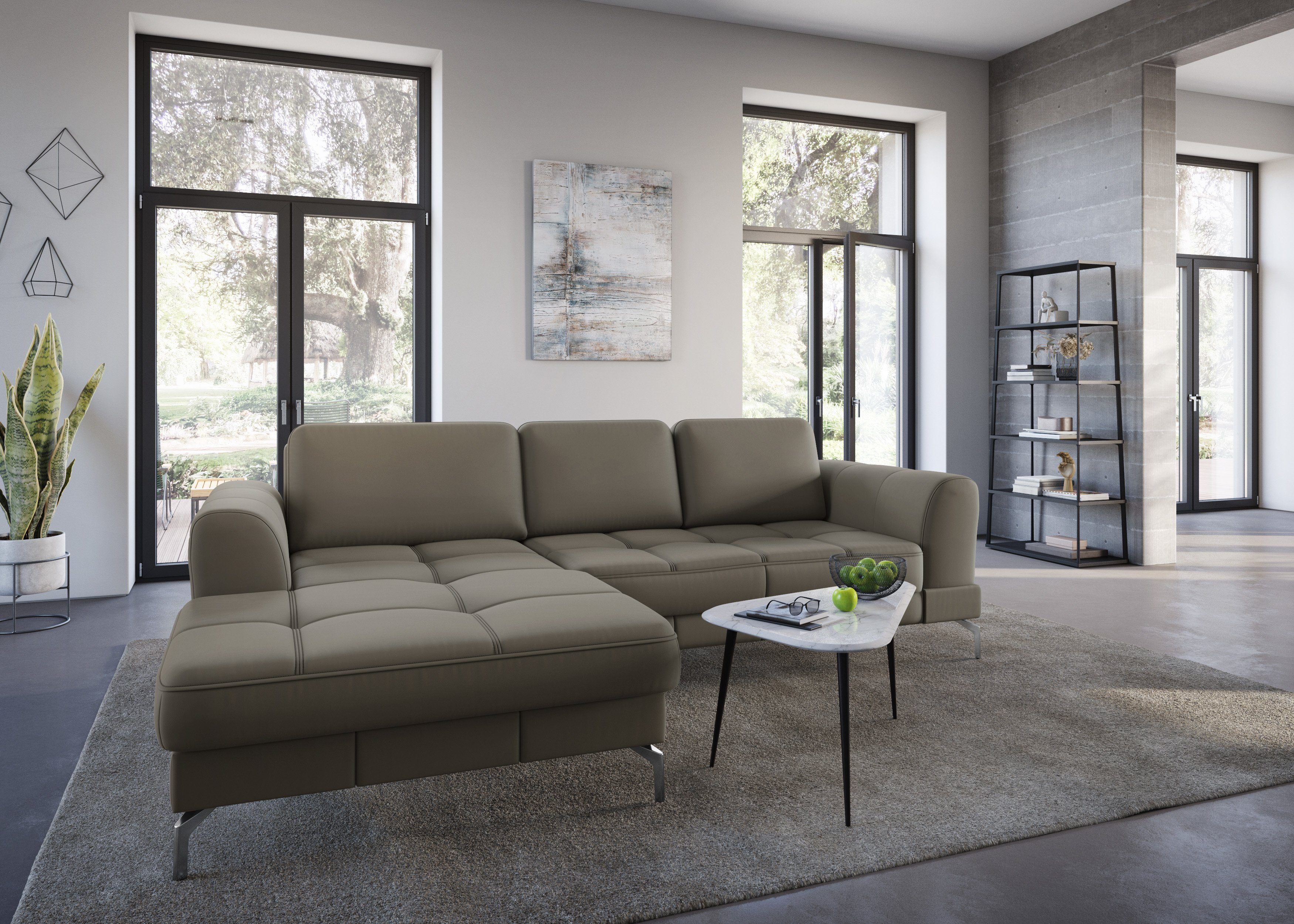 sit&more Hoekbank Bendigo L-vorm inclusief zitdiepteverstelling, bodemvrijheid 15 cm, 2 pootkleuren