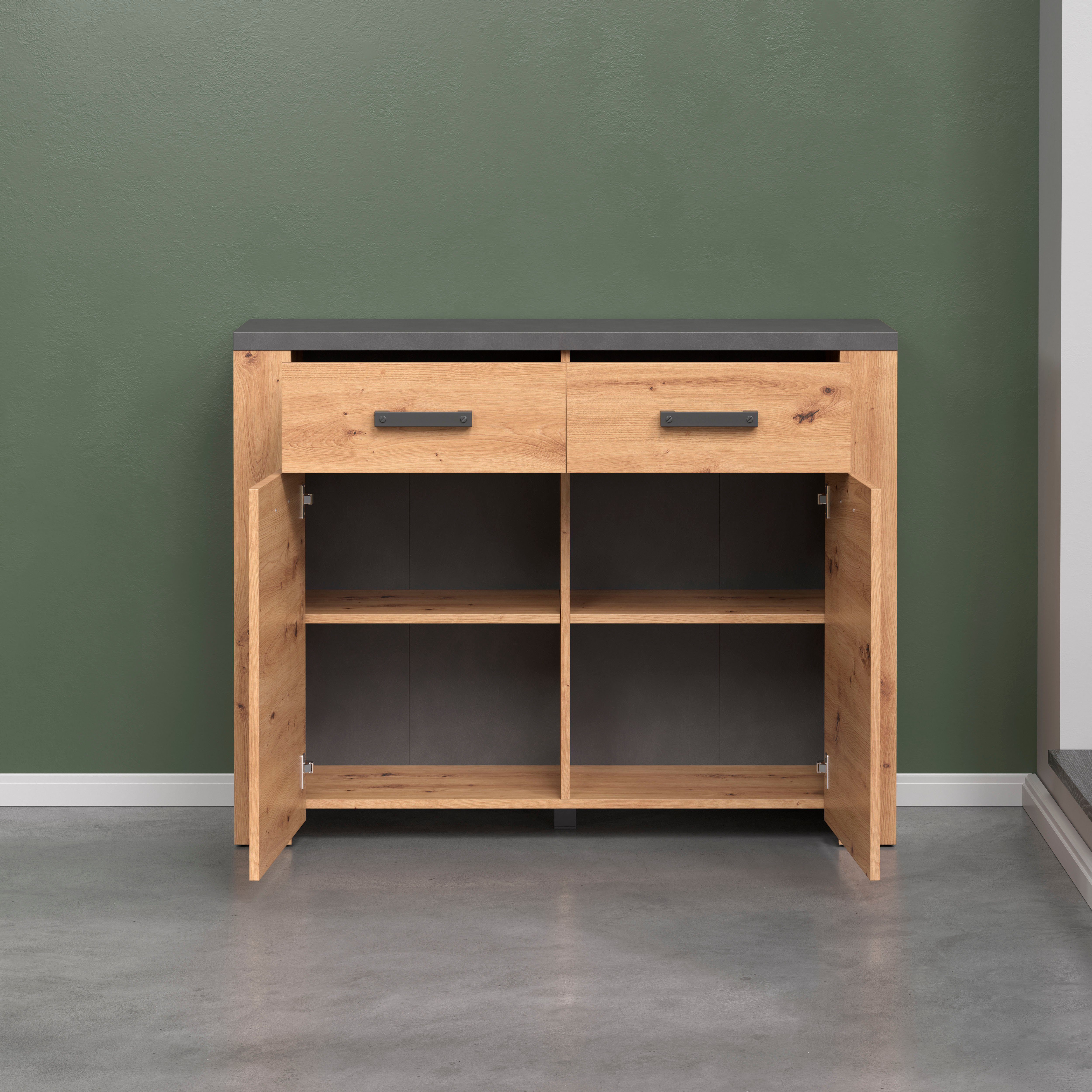 Home affaire Kast Ambres mat echt-hout-look, ca.-afm. bxh: 116x91 cm, lichtbruin, smal (1 stuk)