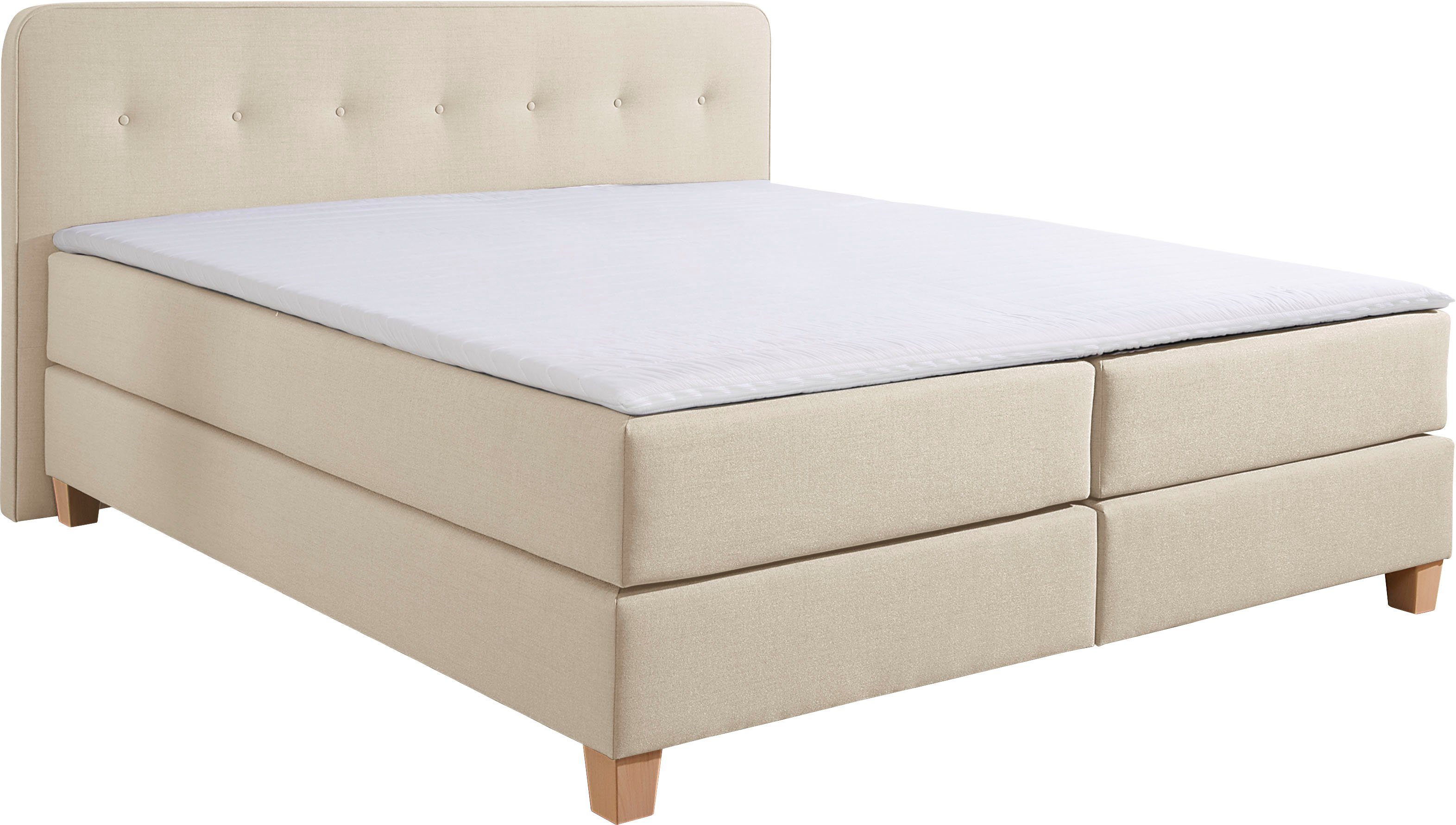 Home affaire Boxspring Fargo inclusief topper, in 3 soorten matrassen, in fluweel of structuurstof