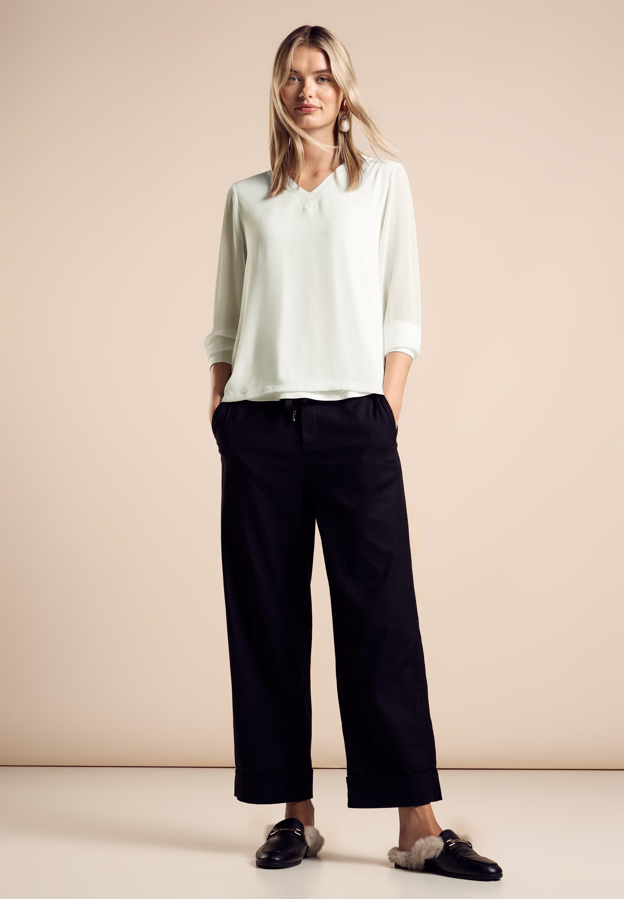 STREET ONE Shirt met lange mouwen met v-hals