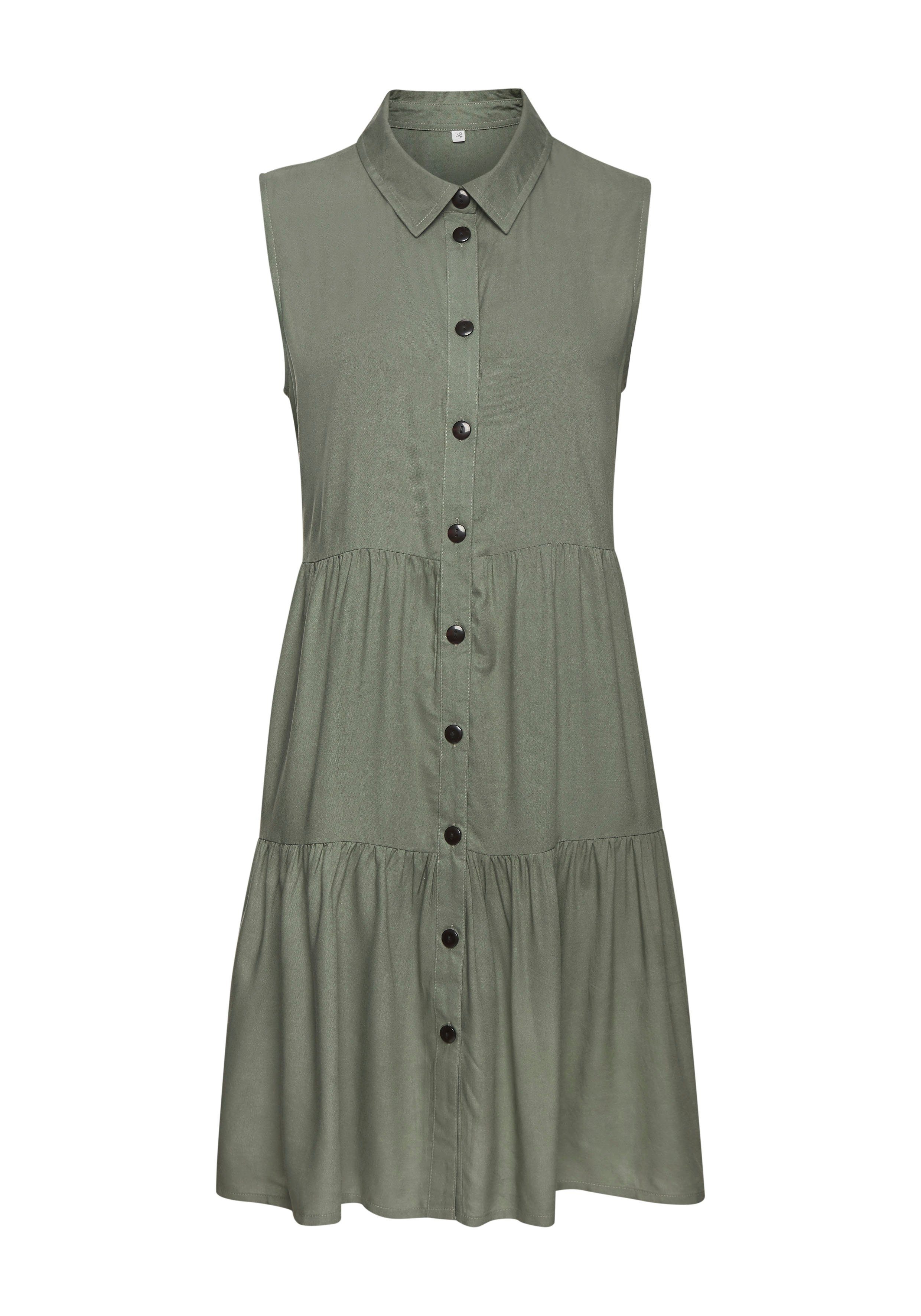 Vivance Zomerjurk van geweven viscose, blousejurk met knoopsluiting en overhemdkraag
