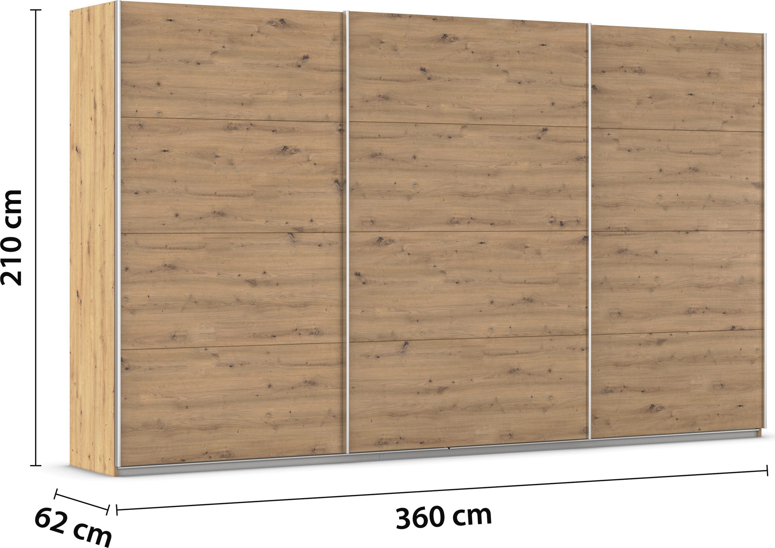 rauch Schuifdeurkast Kledingkast kast garderobe AGORDO met decor- of hoogglansfront doordachte binnenuitrusting, in 4 breedtes en 2 hoogtes made in germany