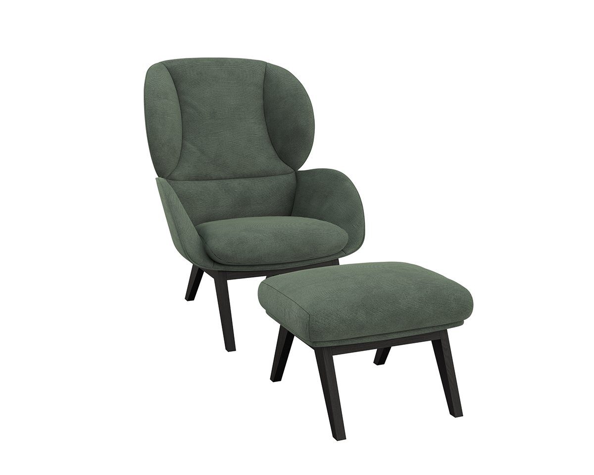 FLEXLUX Hocker Adria Zwarte poten, voetenbank/poef voor oorfauteuil