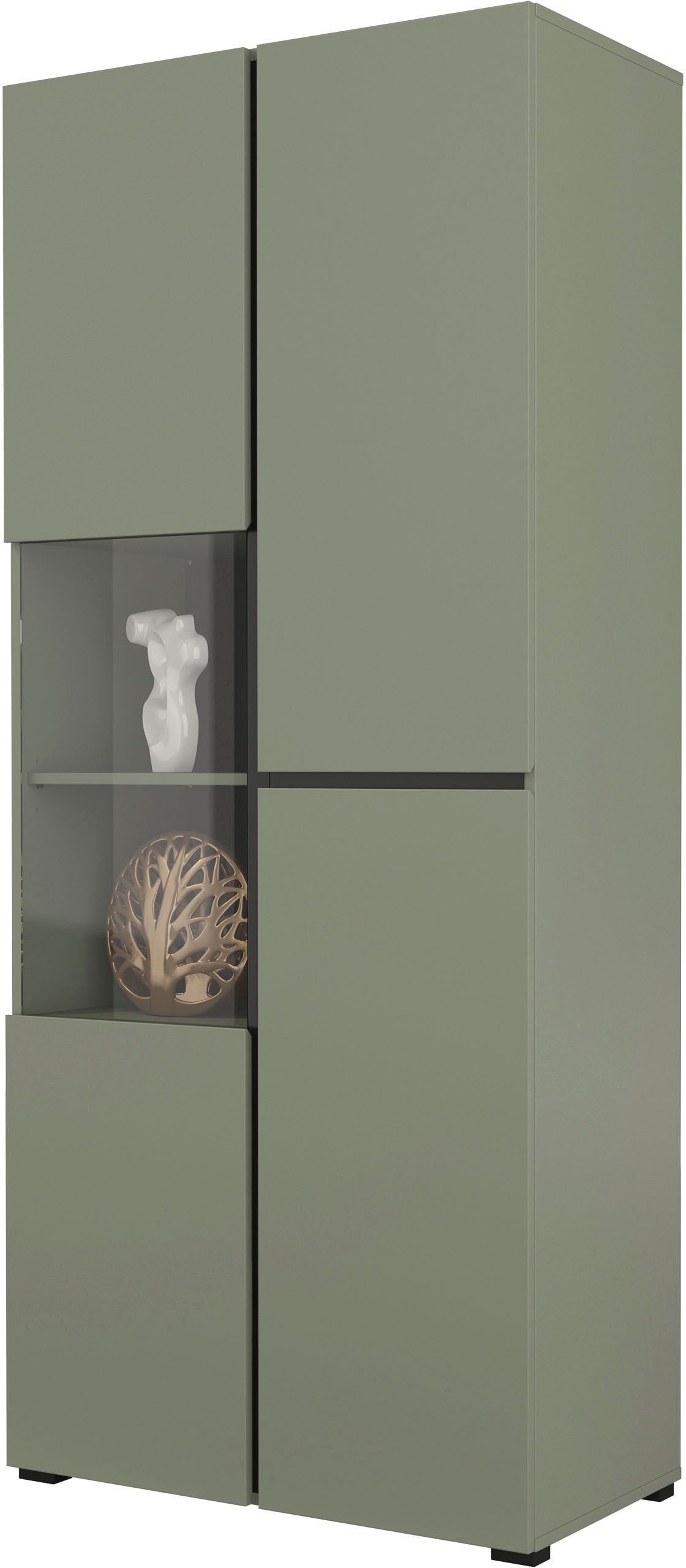 INOSIGN Vitrinekast Cross, Hoogte 183,5 cm, moderne greeploze staande vitrine met 3 deuren