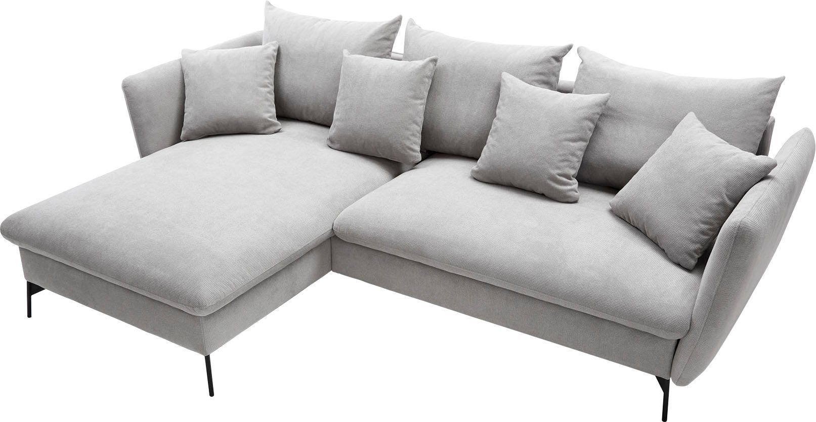 andas Hoekbank LIVORNO,258 cm, L-model, Slaapfunctie en bedlade (139/224 cm), fluweel, structuur, geweven stof