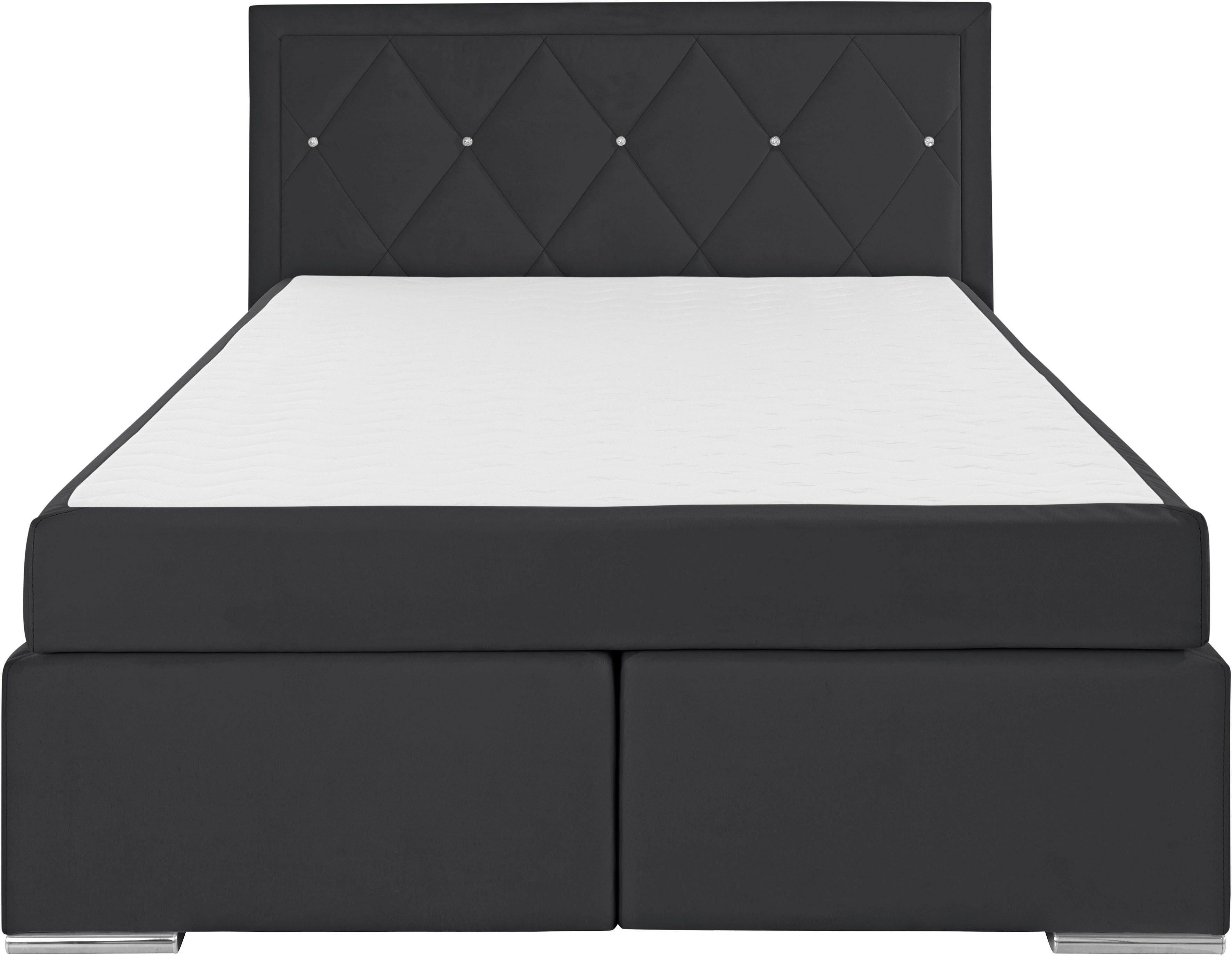 Leonique Boxspring Alfie, bestseller, optioneel met bedlade met strassteentjes in het hoofdbord, h2, h3 en h4 ter keuze