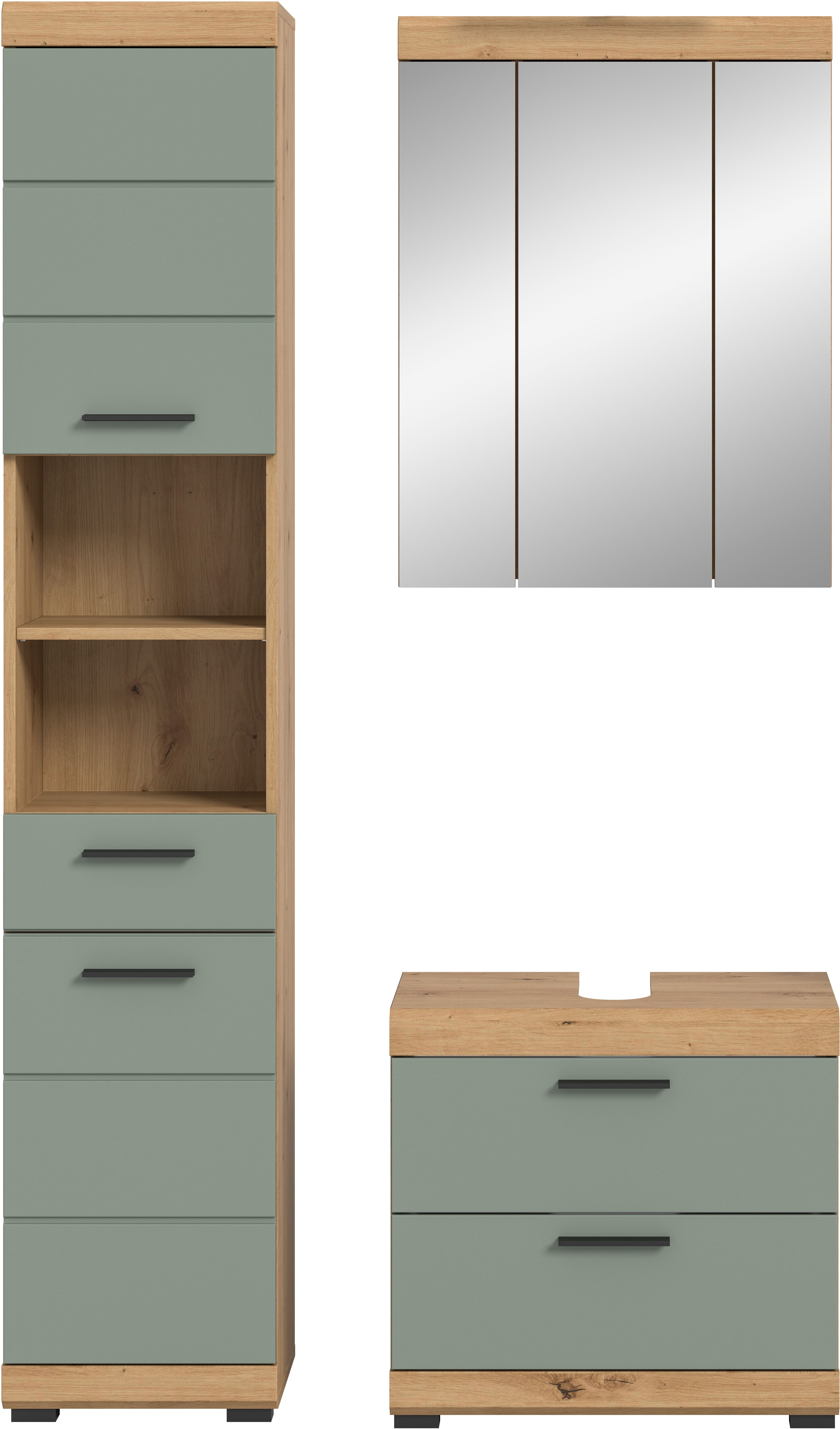 INOSIGN Badkamerserie Siena, 3-delig, bestaande uit: Hoge kast, wastafelonderkast, spiegelkast (set, 3-delig)