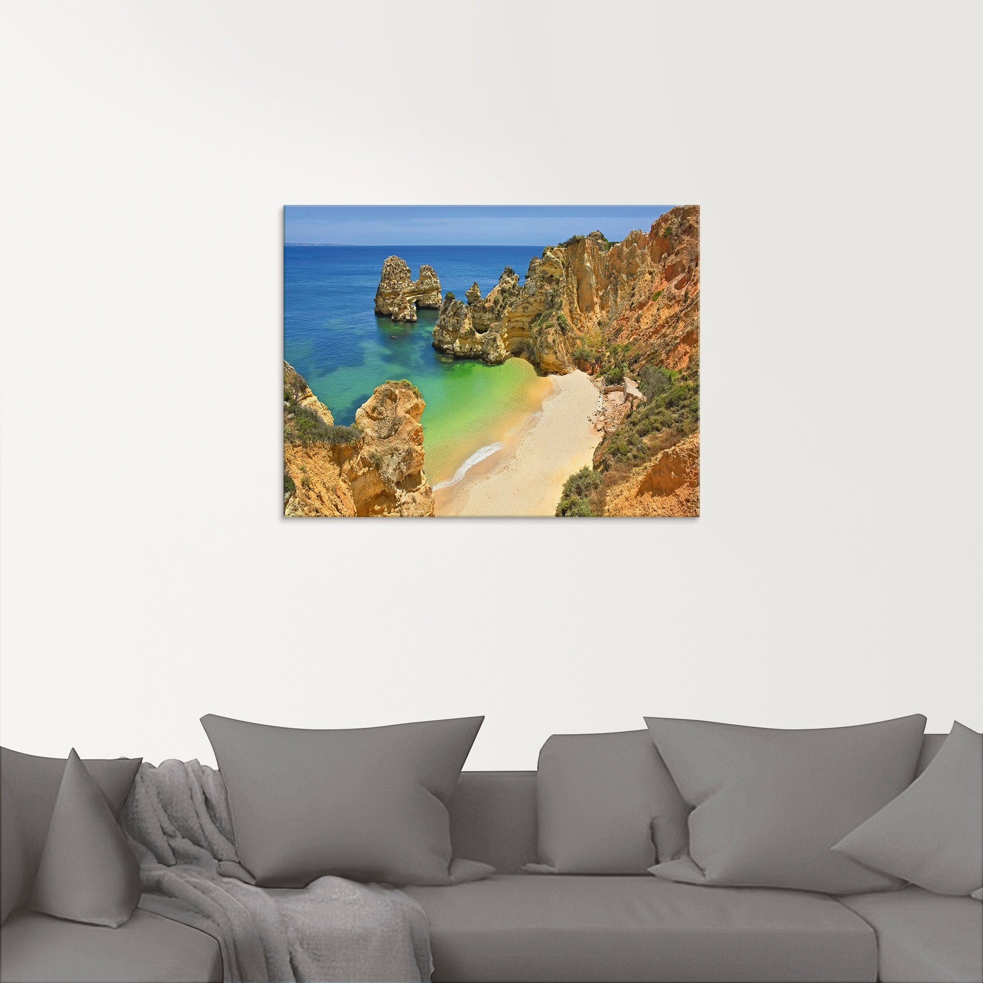 Artland Print op glas Kleurige Algarvekust in verschillende maten