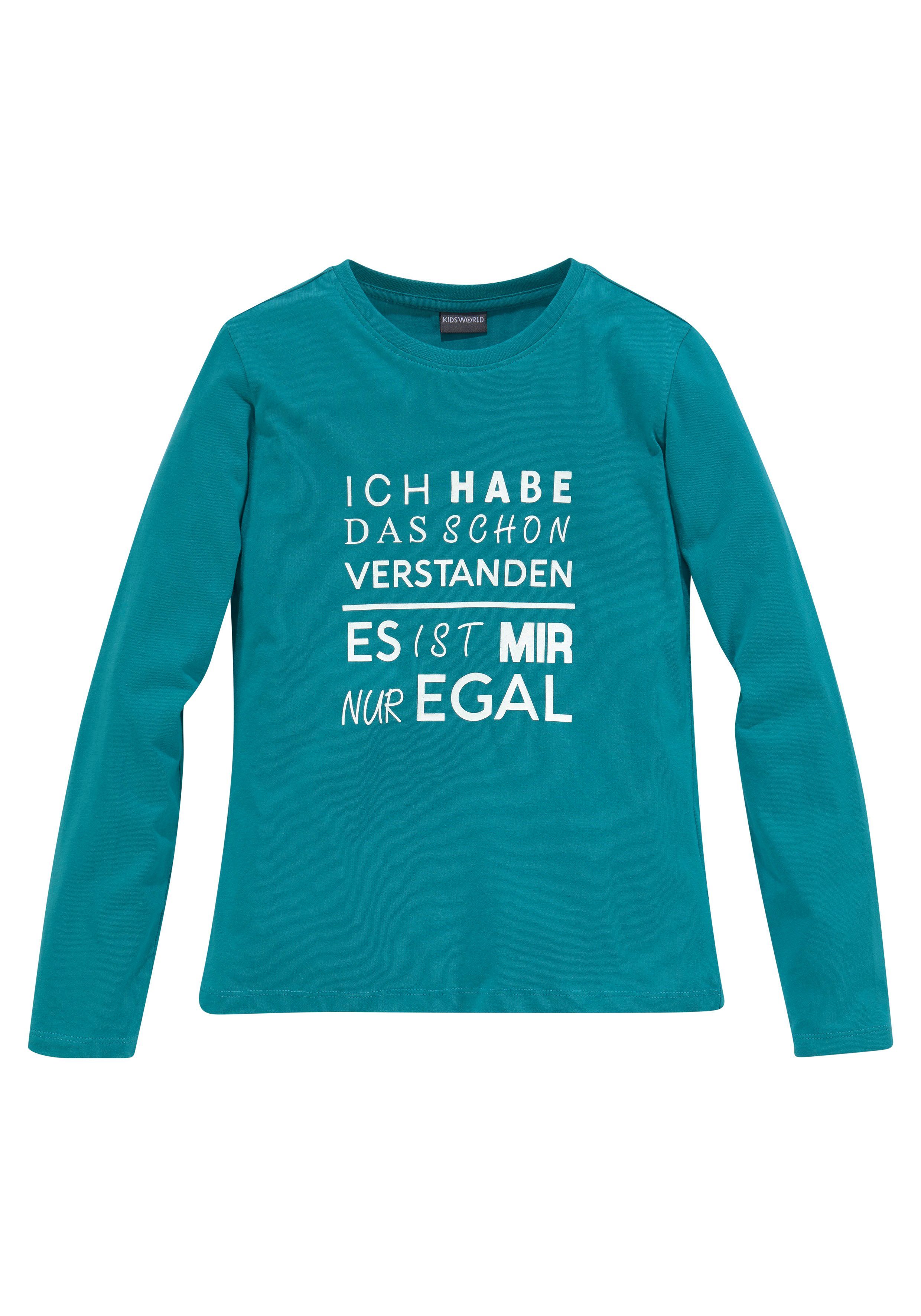 KIDSWORLD Shirt met lange mouwen Ich hab das schon verstanden - es ist mir nur egal Lange mouwen, basic pasvorm, met statements/slogans