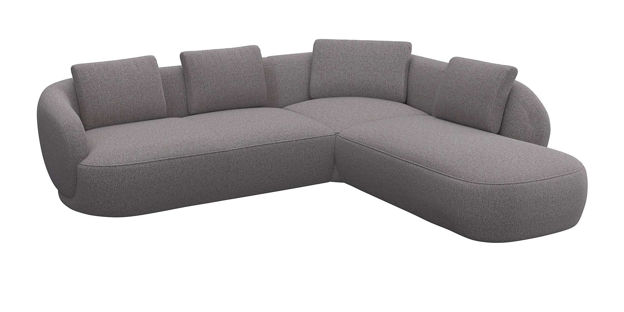 FLEXLUX Hoekbank Torino, rond, L-vorm, bankhoek met ottomane Modern, organisch bankontwerp, koudschuim, golfvering