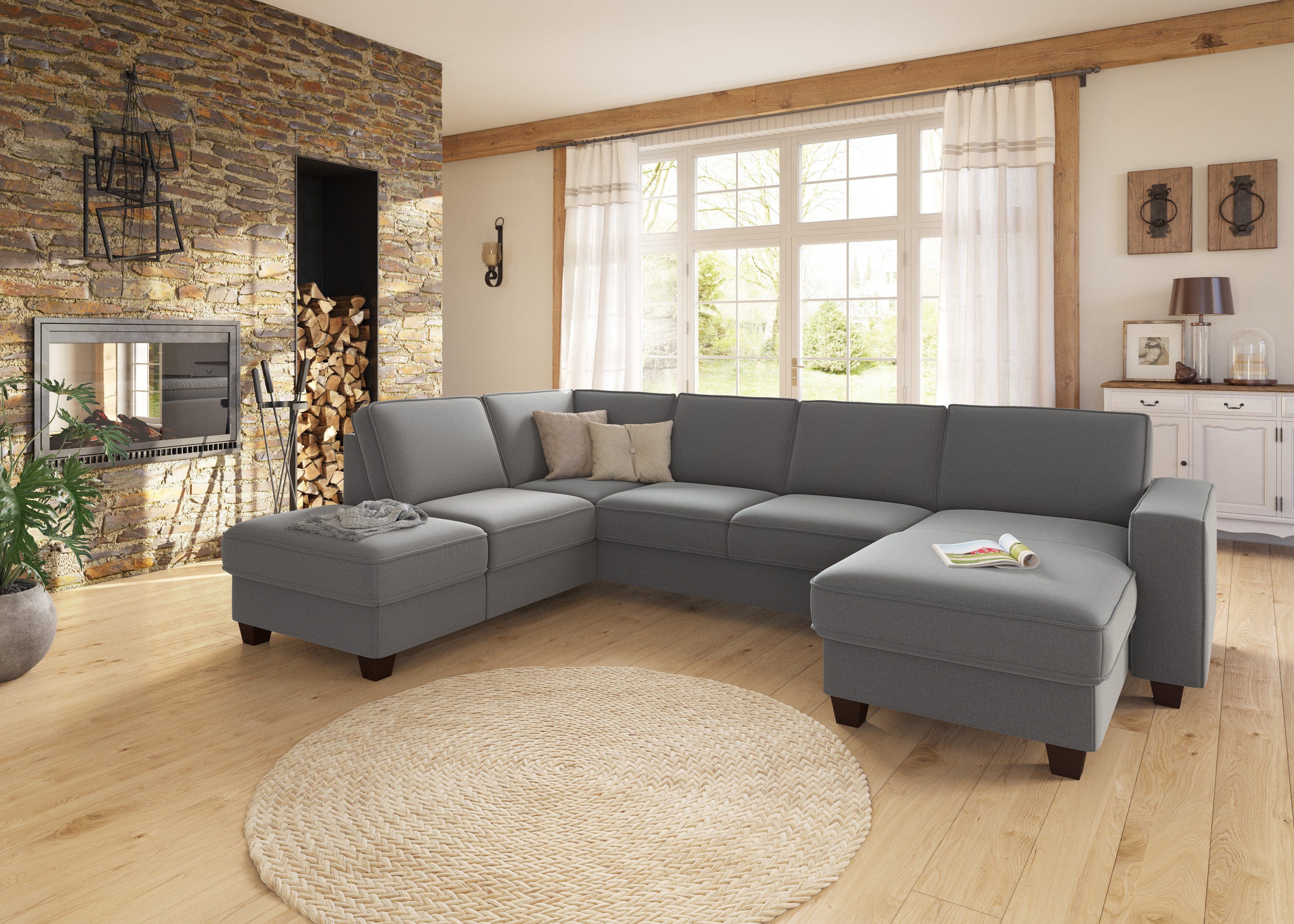 Home affaire Zithoek County U-model naar keuze ottomane links of rechts, met binnenveringsinterieur (3-delig)