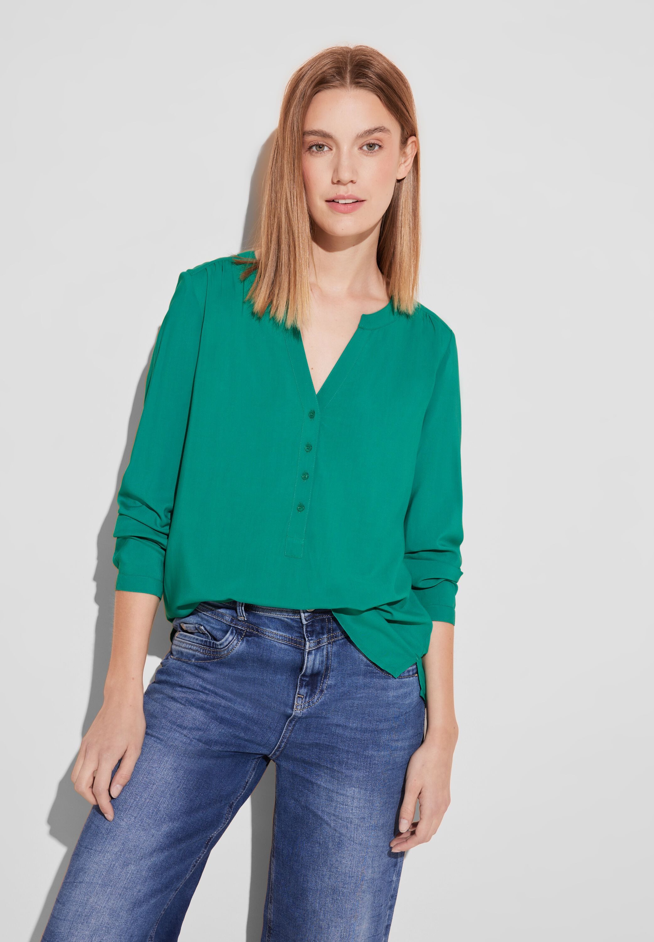 STREET ONE Blouse met lange mouwen in unikleur