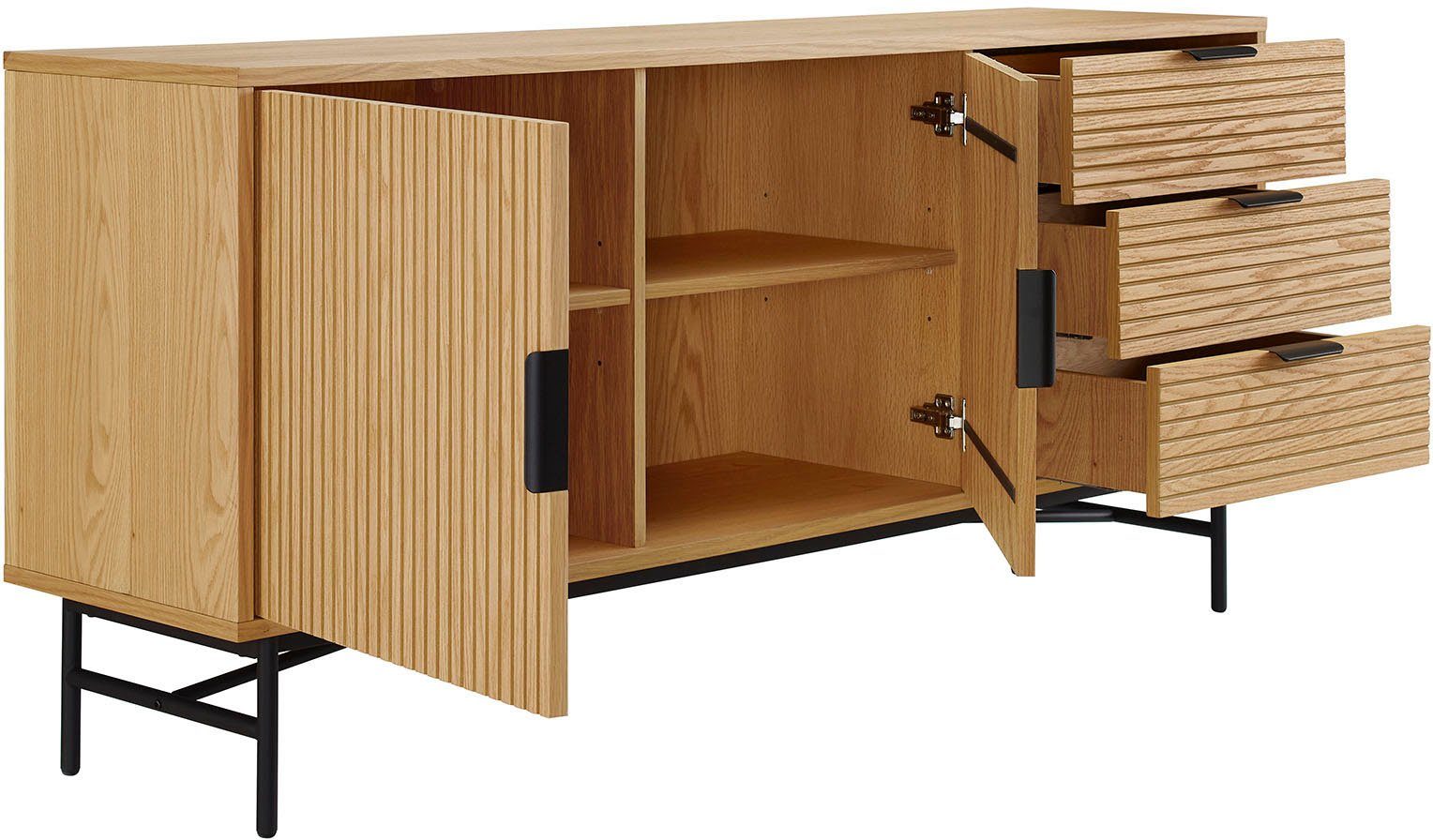 SalesFever Dressoir Commode, eikenhoutfineer, breedte 160 cm
