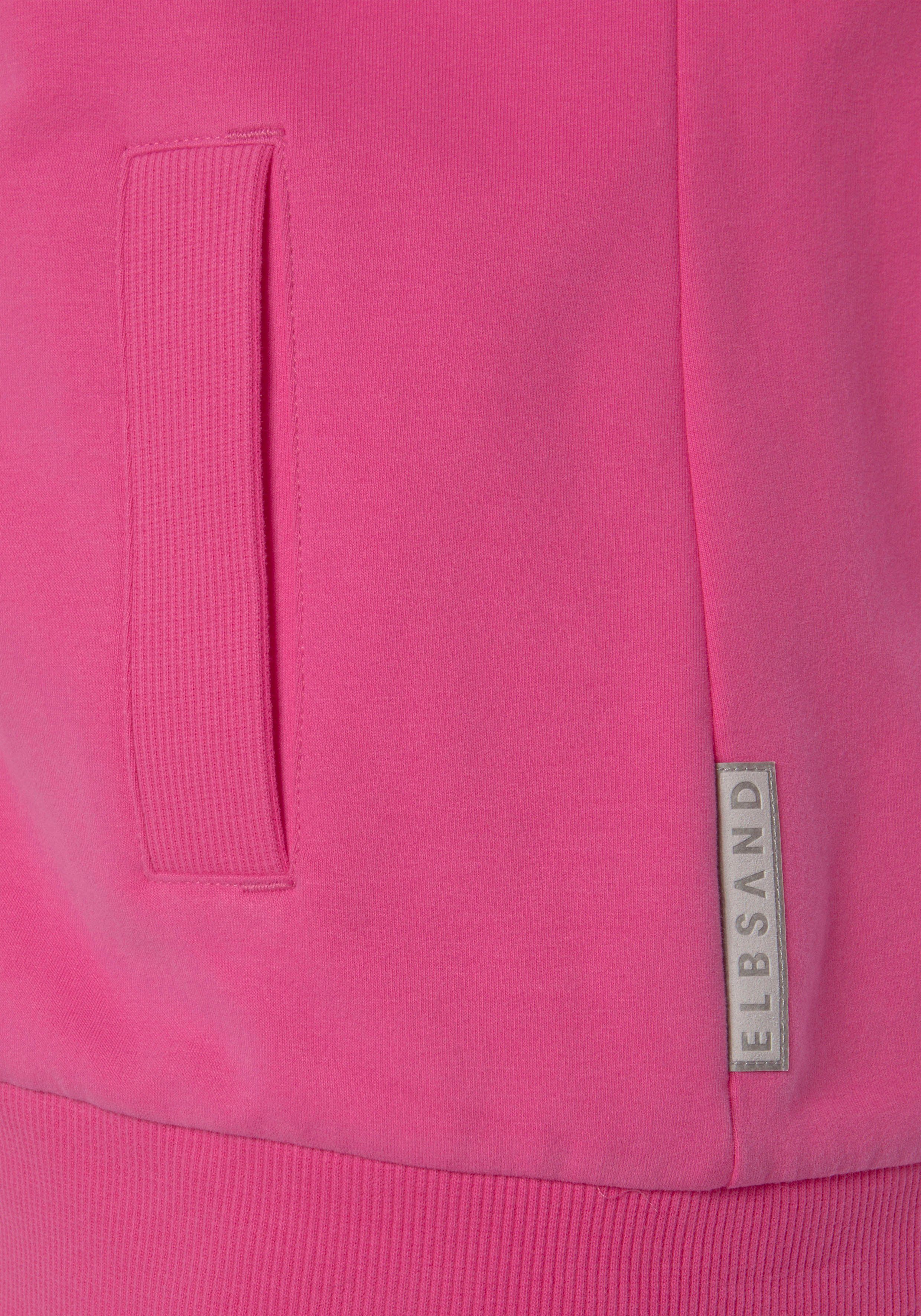 Elbsand Capuchonsweatvest Kria met logoprint achter, casual vrijetijdjack met zakken