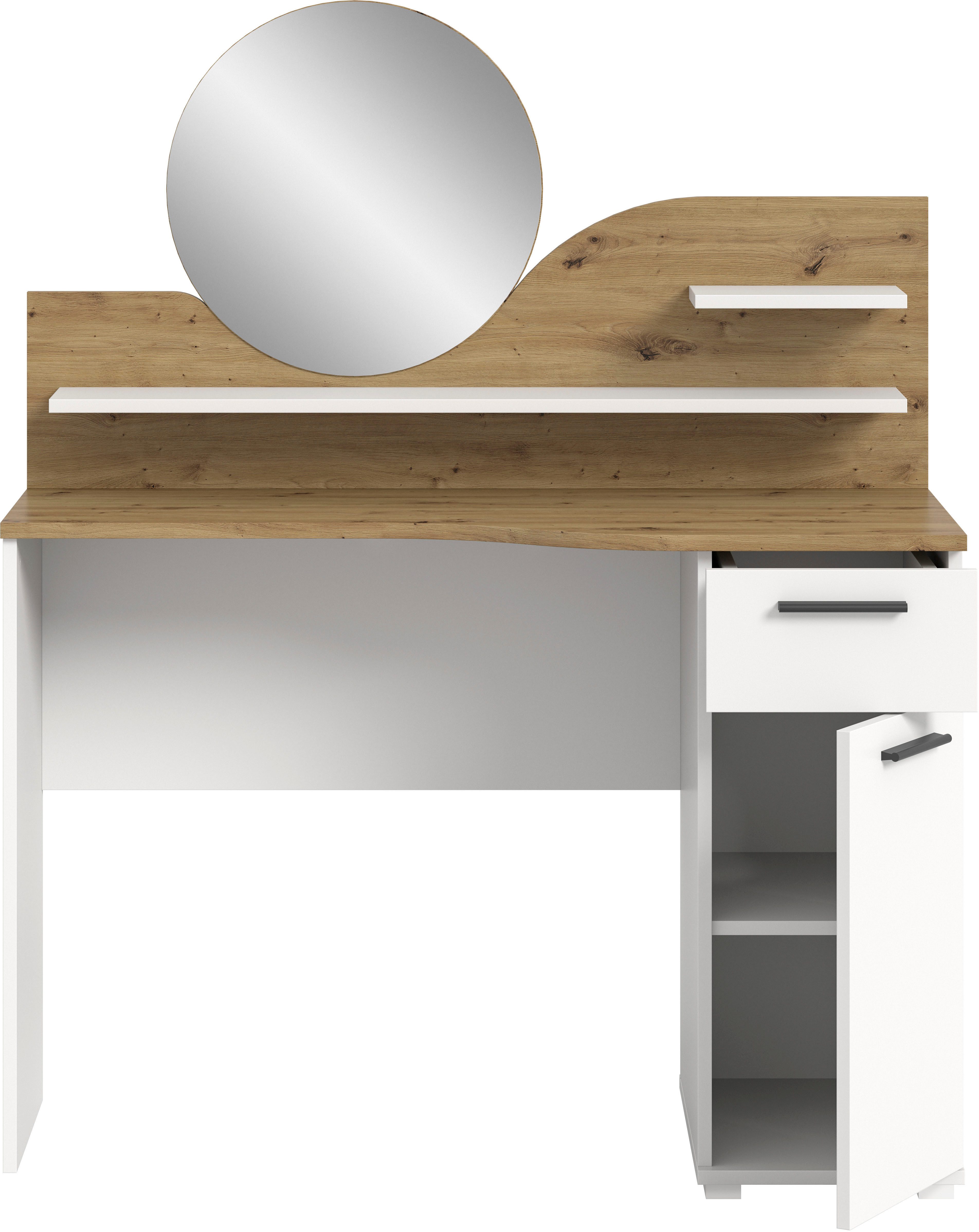 INOSIGN Sidetable Hegomi, Breedte 110 cm, 1 deur, 1 lade, 2 legplanken, 1 spiegel
