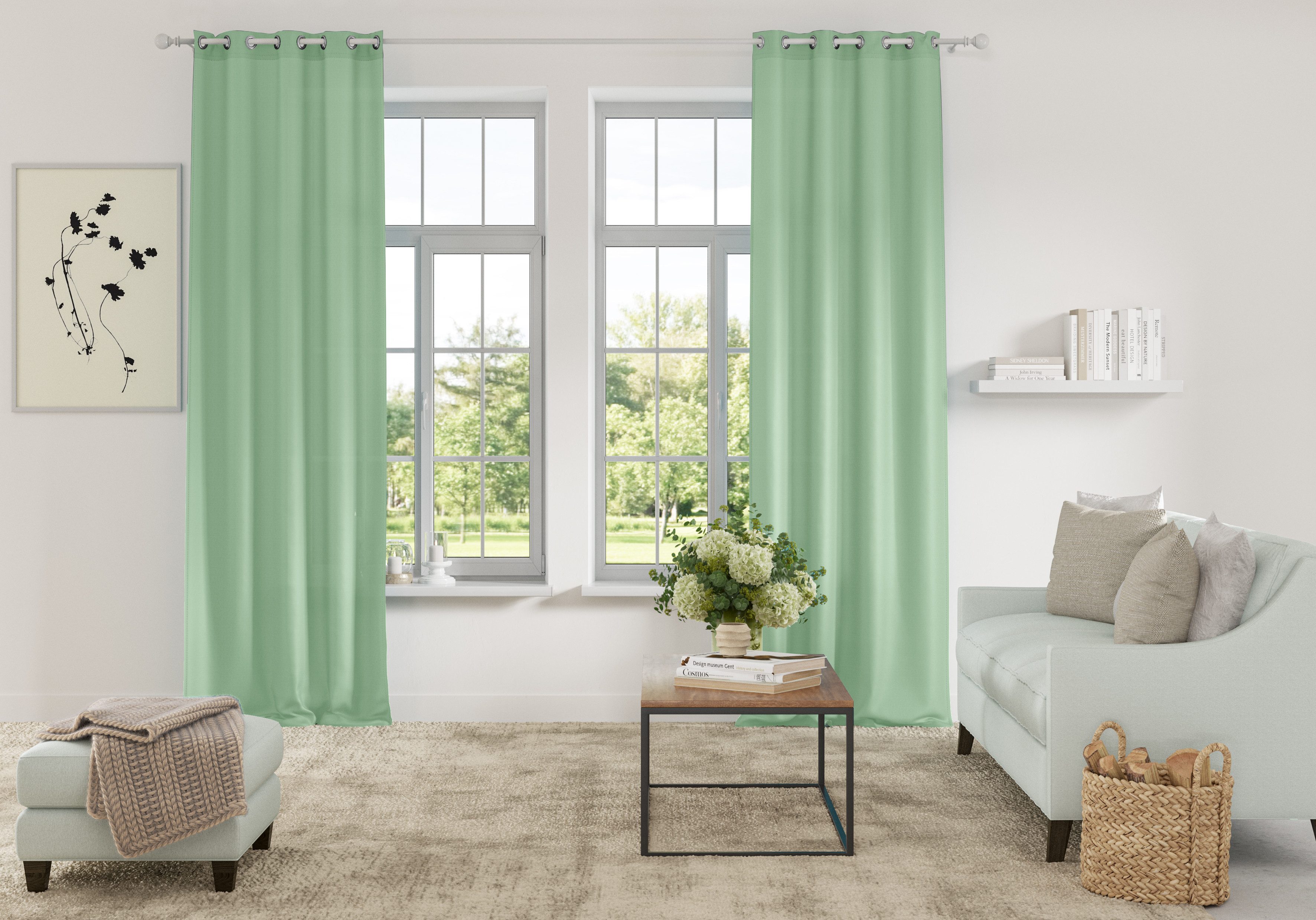 Home affaire Gordijn Parry set van 2, ondoorzichtig, monochroom, basic (2 stuks)