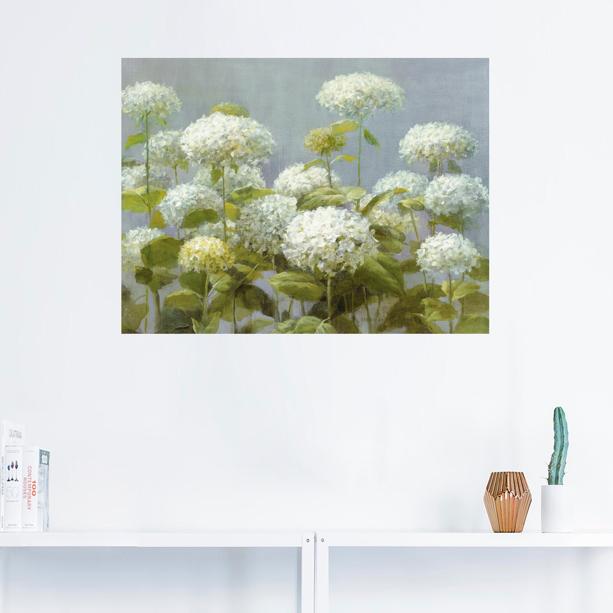 Artland Artprint Witte hortensia's tuin als artprint op linnen, poster, muursticker in verschillende maten