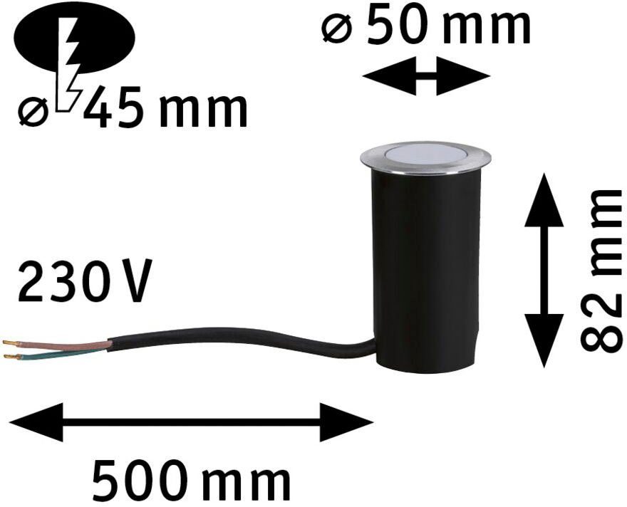 Paulmann Ledinbouwlamp Buiten 230V Bodem IP67 3000K 2W rond (1 stuk)