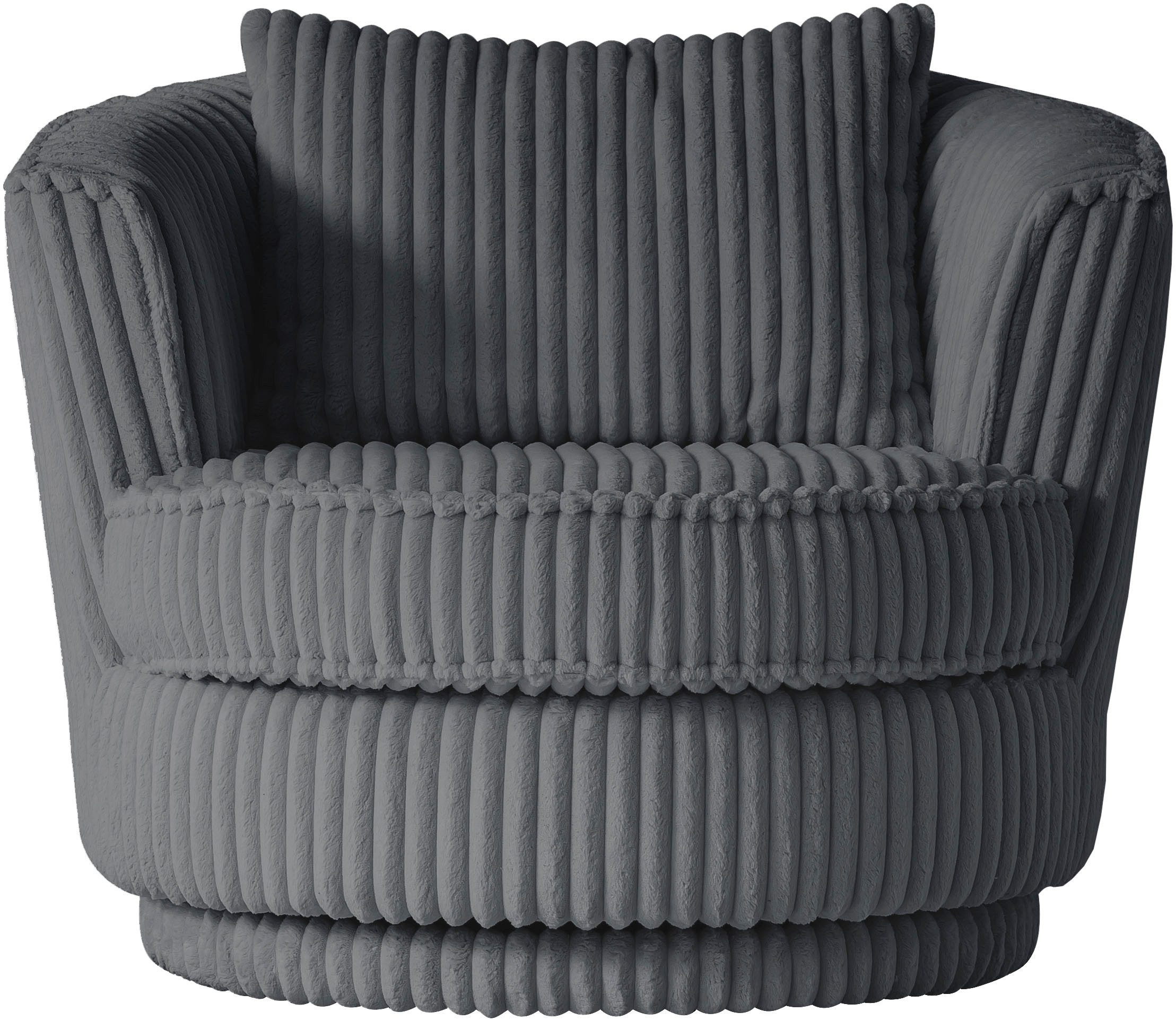 Leonique Draaibare fauteuil MAISIE, leesfauteuil, love seat, trendige stoffen mega cord en geweven velours, 360 graden draaibaar