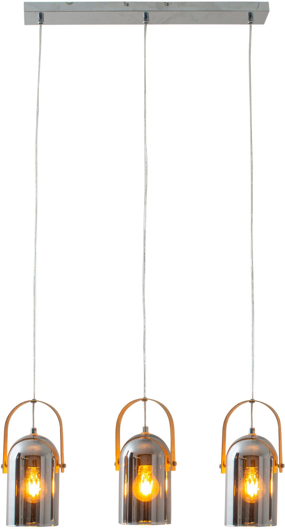 näve Hanglamp Vidrio E27 max. 40 W, zilverkleur/spiegelend/naturel/chroom/rookglas (1 stuk)