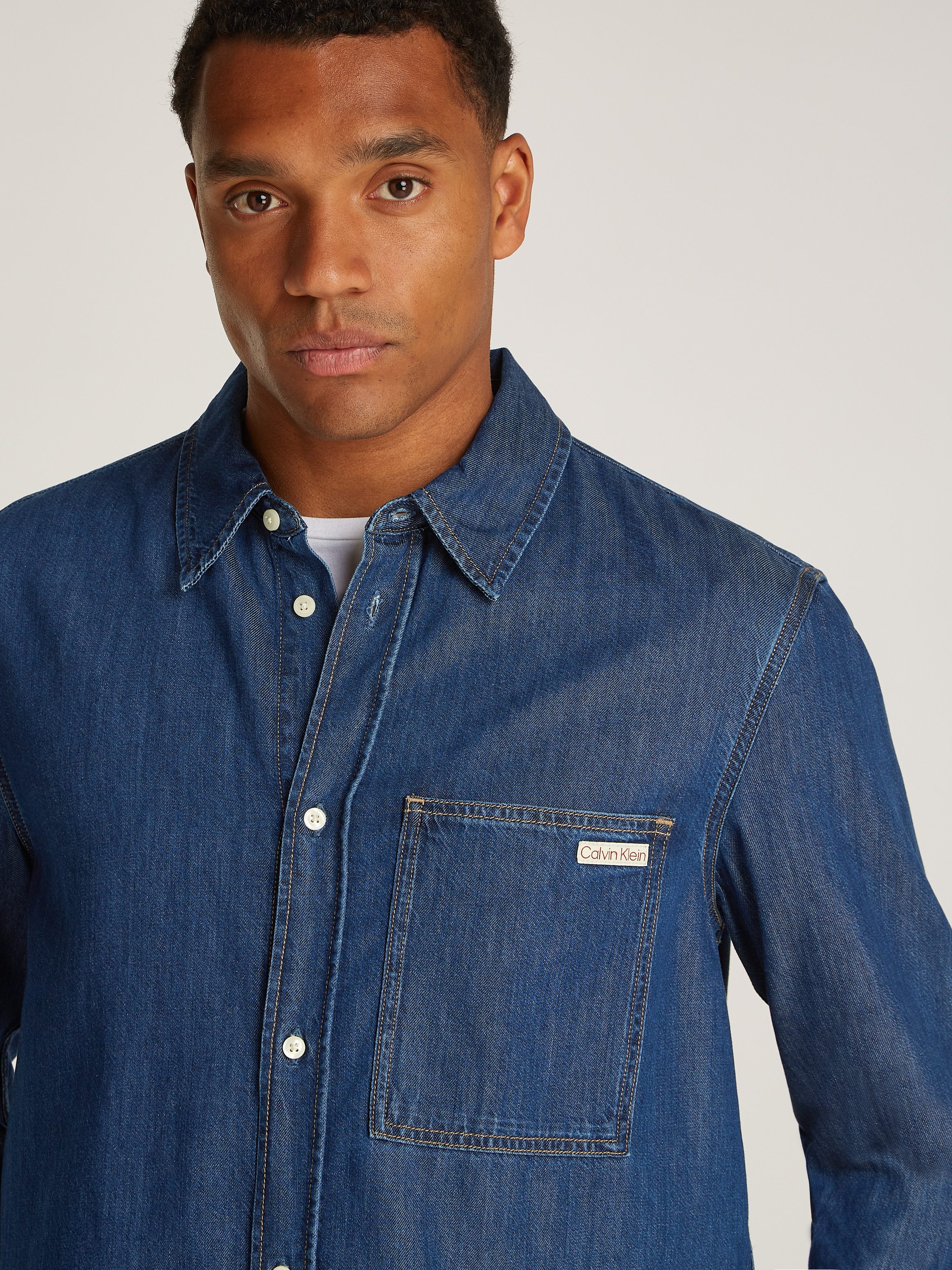 Calvin Klein Jeans overhemd REGULAR DENIM SHIRT Logoborduring borstzak