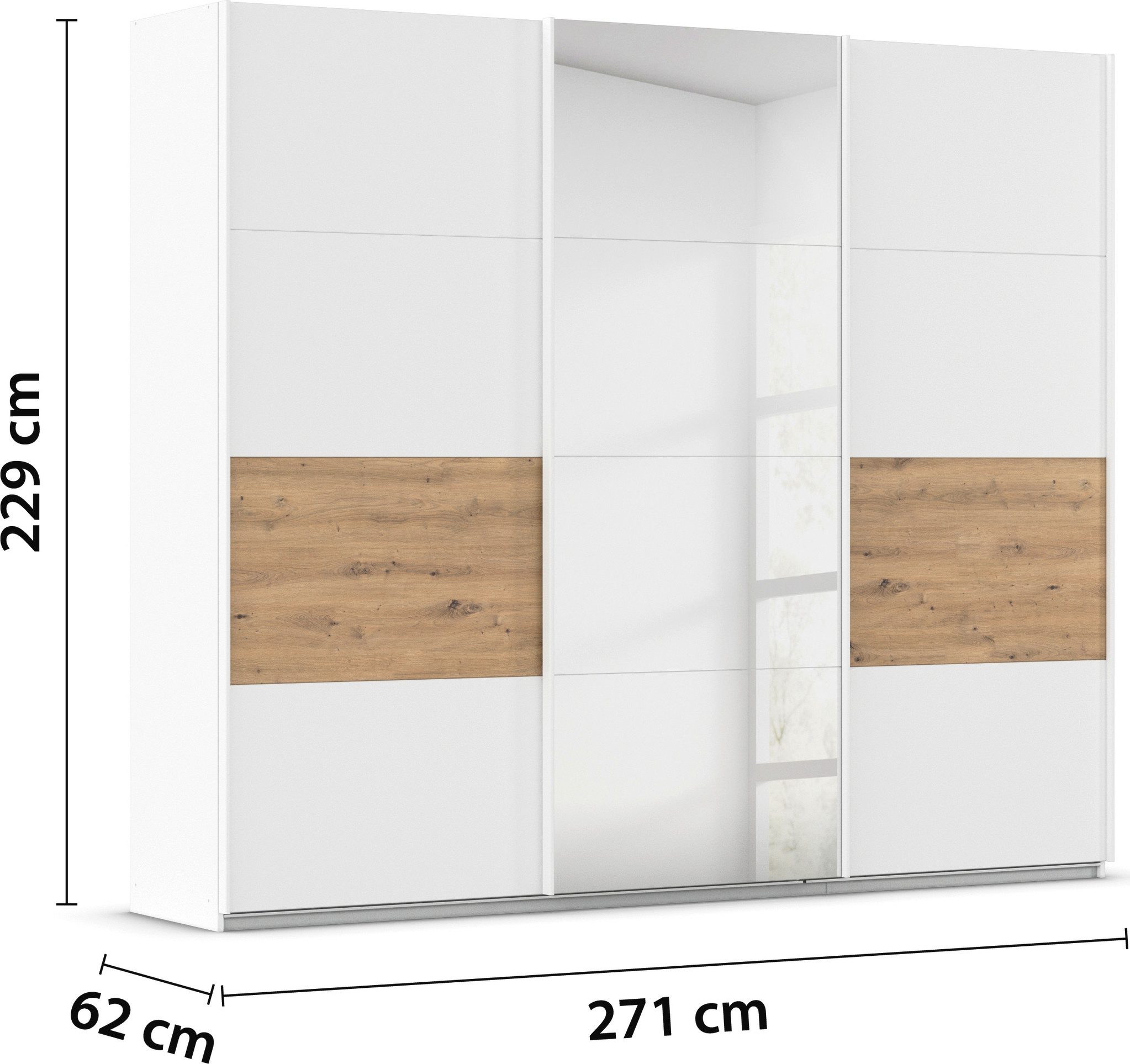 rauch Schuifdeurkast Kledingkast Kast Garderobe CORTONA inclusief indeling, 2 stoffen dozen en extra planken