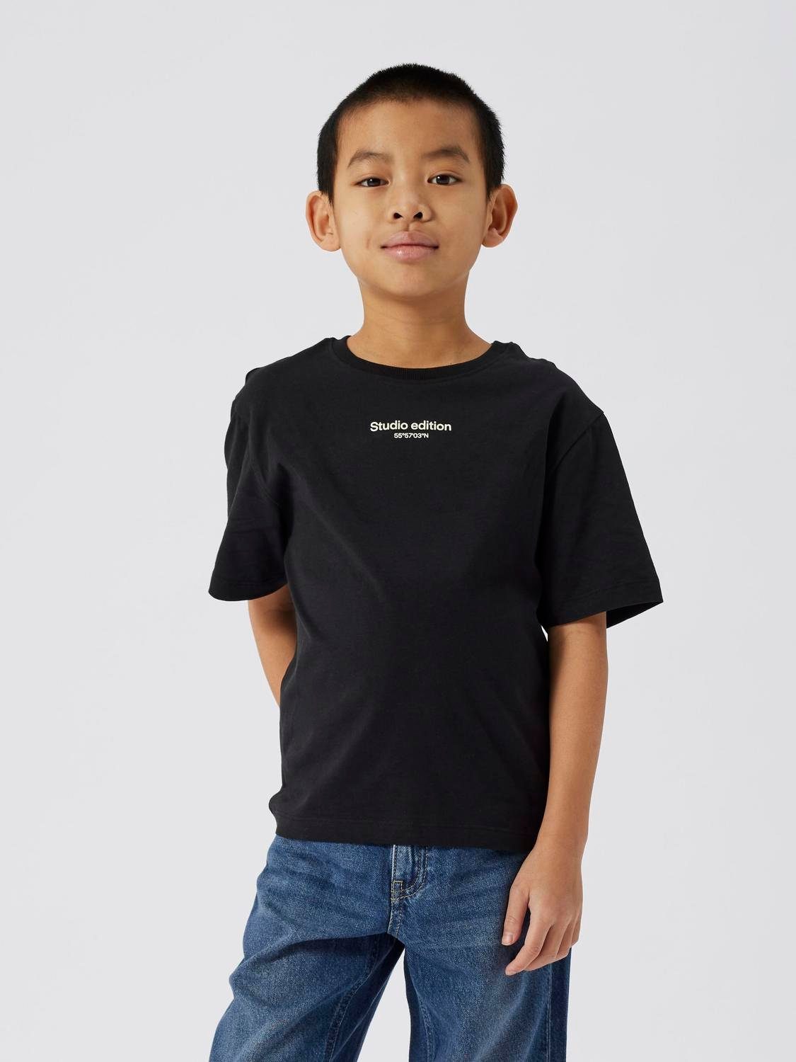 Name it KIDS T-shirt NKMBRODY met tekst zwart Jongens Biologisch katoen Ronde hals 158 164