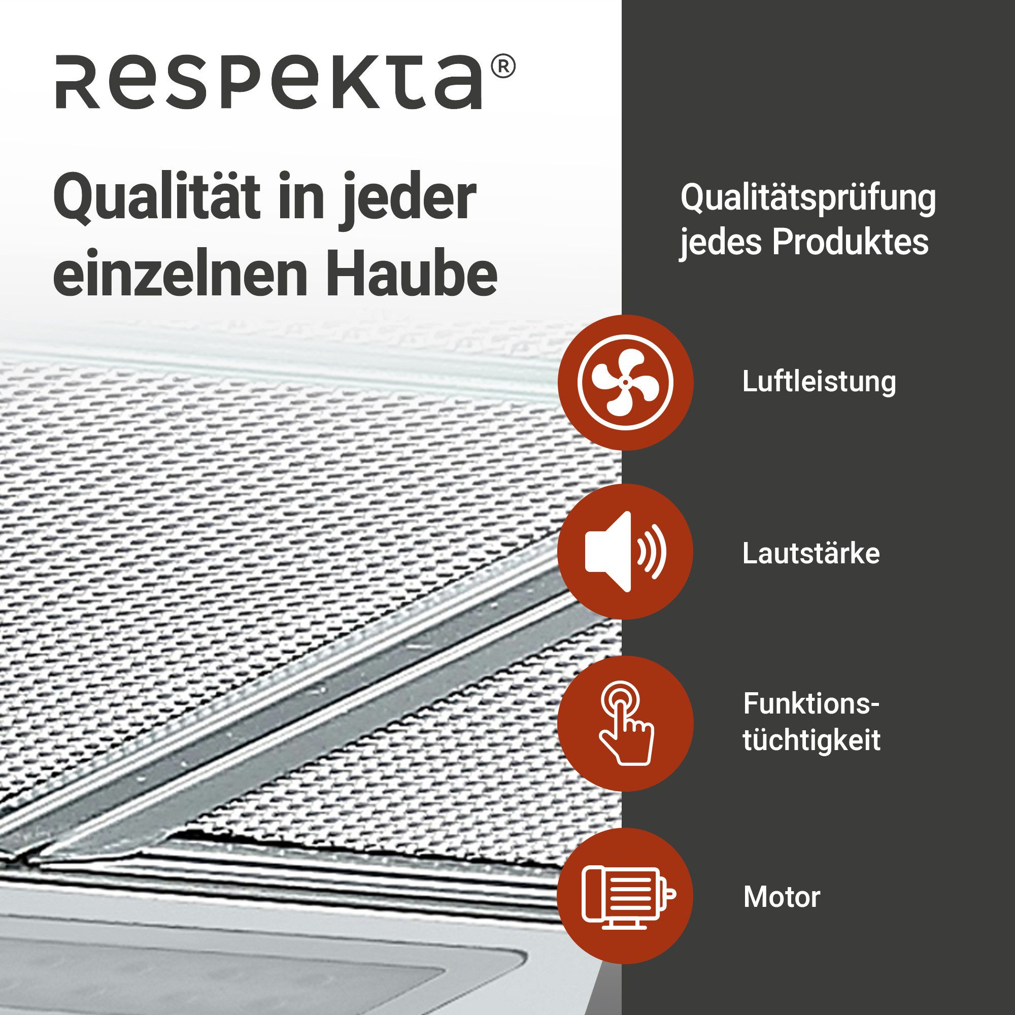 RESPEKTA Onderbouwkap CH 16060 SGB 60 cm, 3 vermogensniveaus, led-verlichting, geschikt voor afzuiging en recirculatie