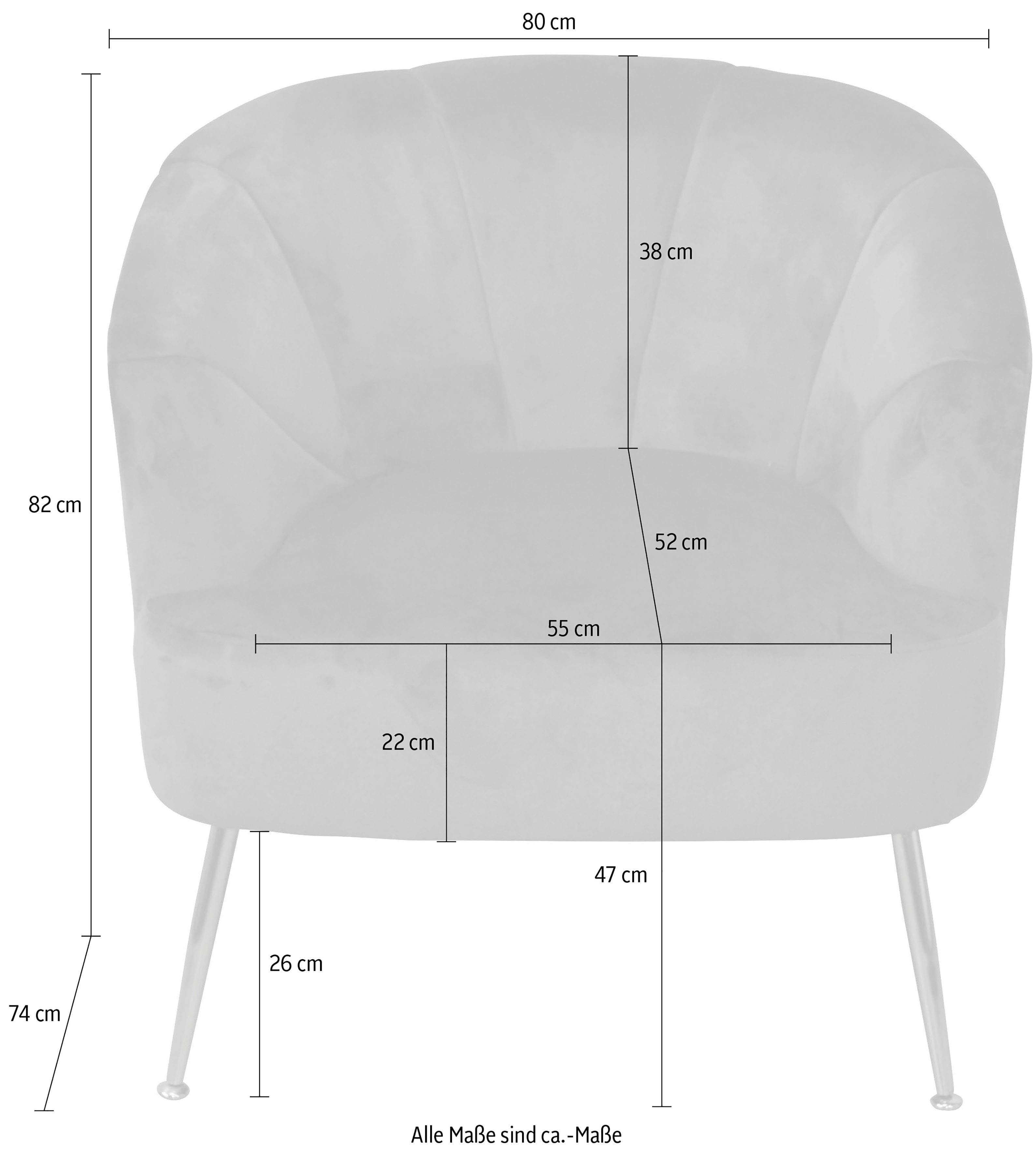 HOFMANN LIVING AND MORE Fauteuil Poten van stalen buizen, goudkleurig gelakt, veloursovertrek