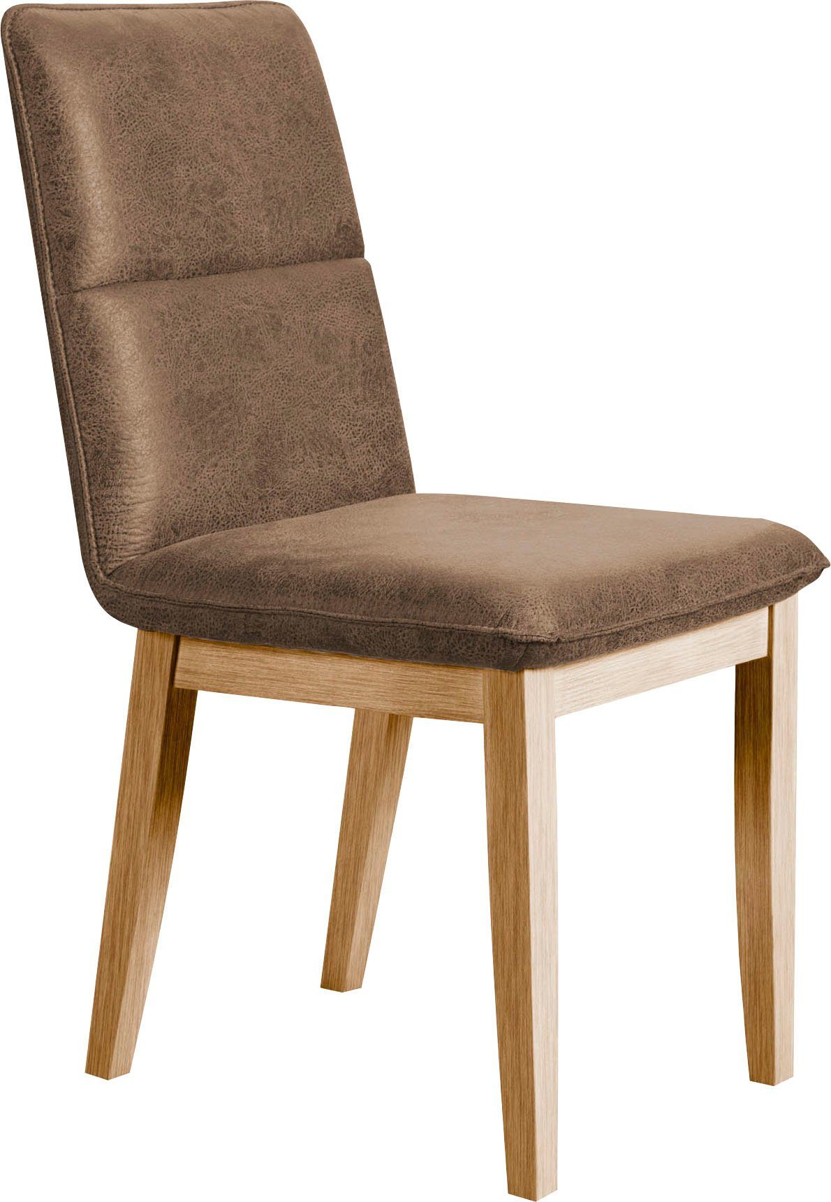 Home affaire Eetkamerstoel Beluna gestoffeerde stoel eetkamer bestseller Frame en poten van massief eiken, modern landhuis (set, 2 stuks)