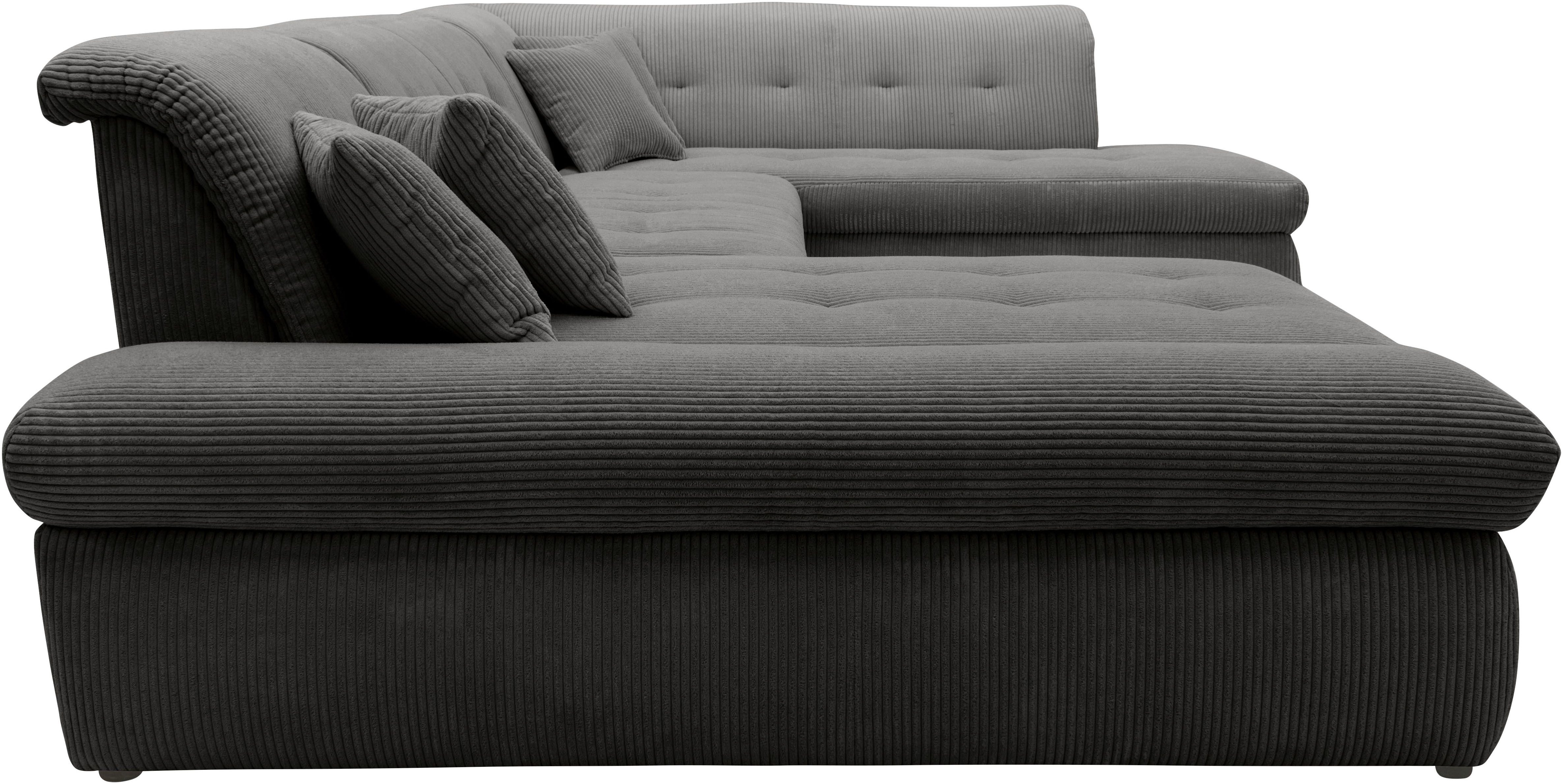 DOMO collection Zithoek Moric U-vorm ook in cord in xxl-formaat, naar keuze met slaapfunctie en verstelbare armleuning