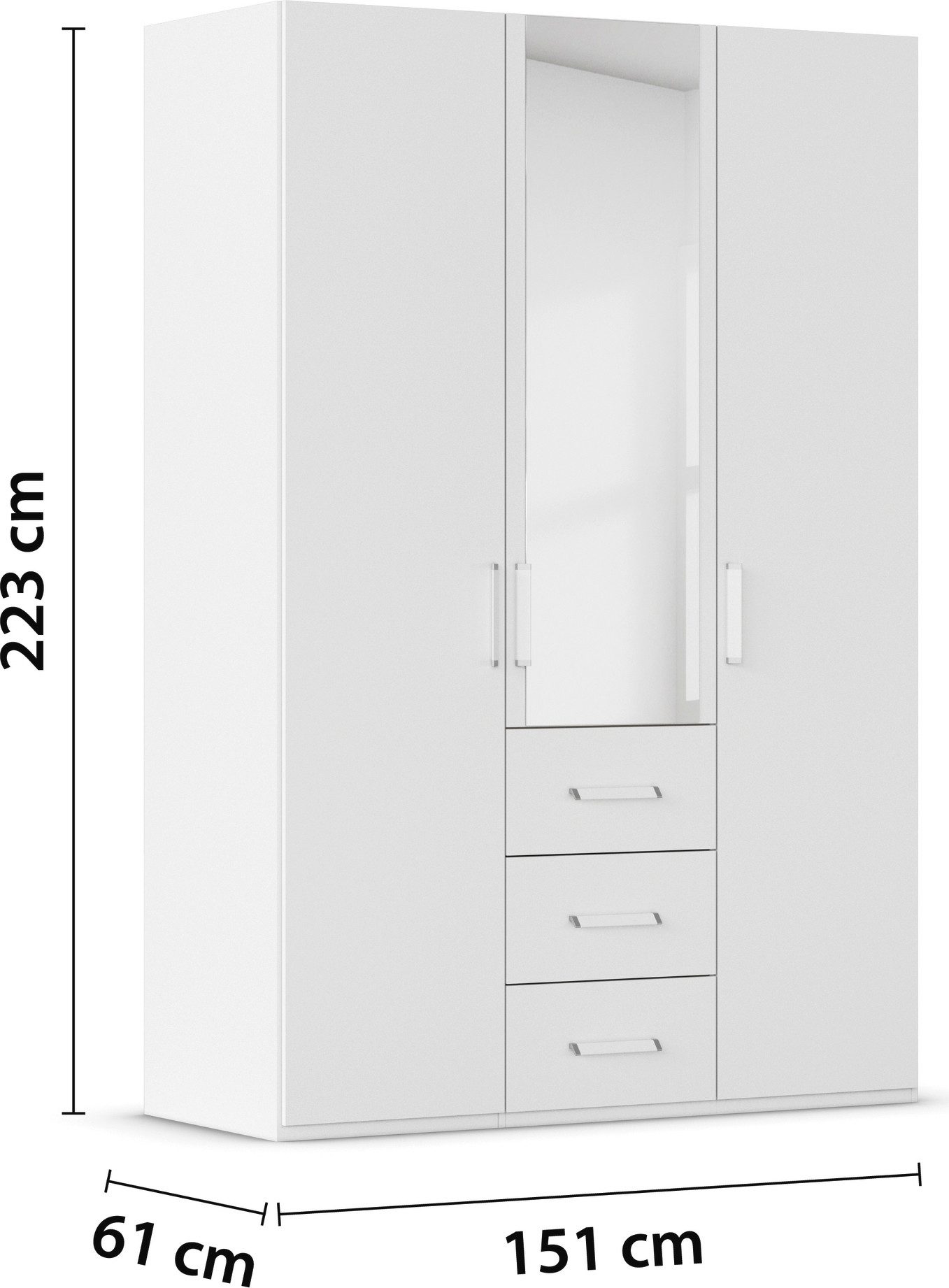 rauch Draaideurkast Kledingkast Kast Garderobe Slaapkamerkast EVELYN in elegante stijl met lades 3 breedtes en 2 hoogtes made in germany