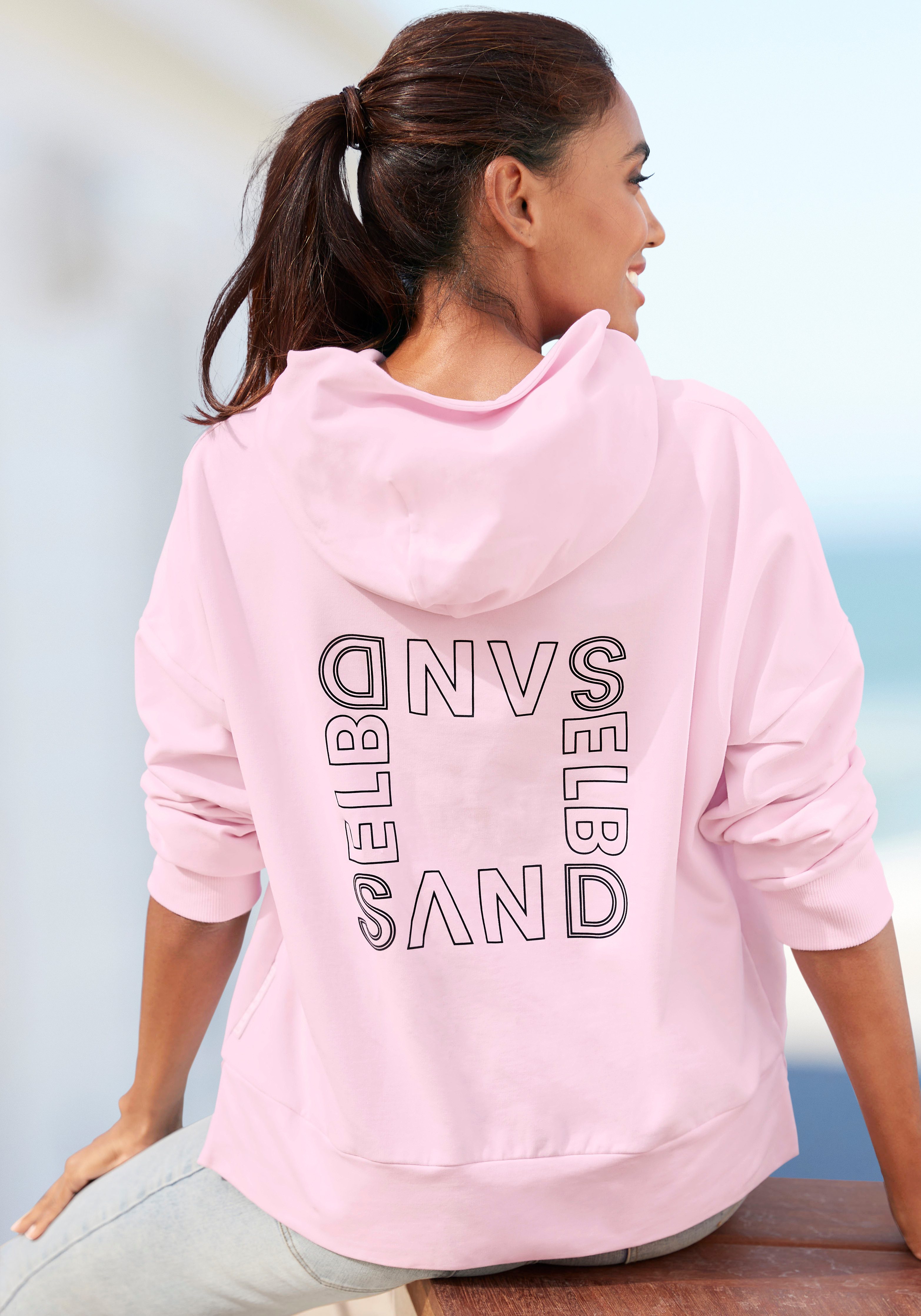 Elbsand Hoodie met grote logoprint op de rug, comfortabele hoodie van katoen