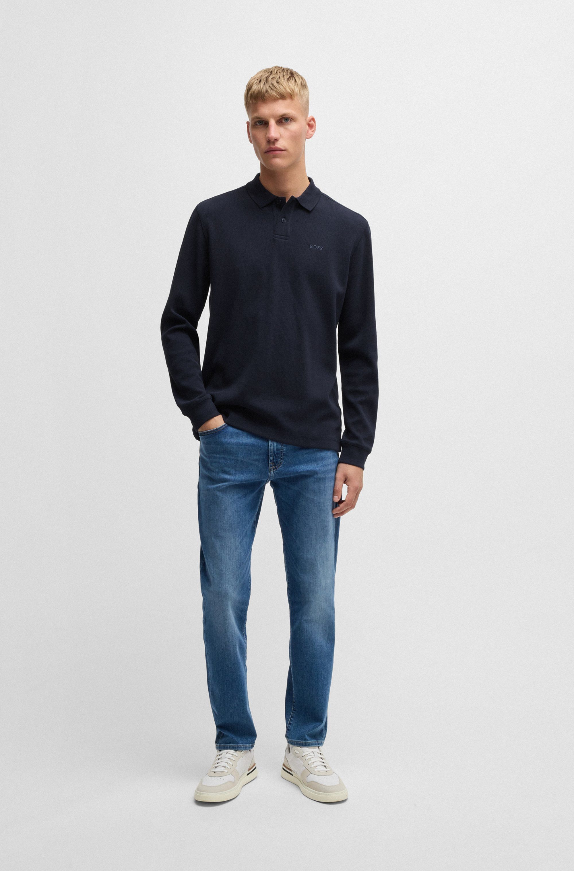 Boss Orange Poloshirt Petempestolong met knoopsluiting