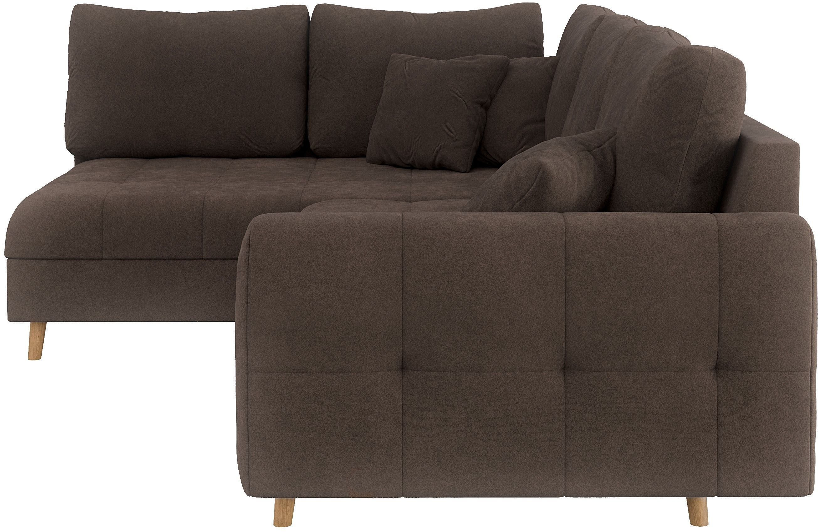 Home affaire Hoekbank CHARRE L-vorm met ottomane, afmetingen B/D/H: 231/161/81 cm fijne stiksels, losse rug- en sierkussens, ook in cord en bouclé