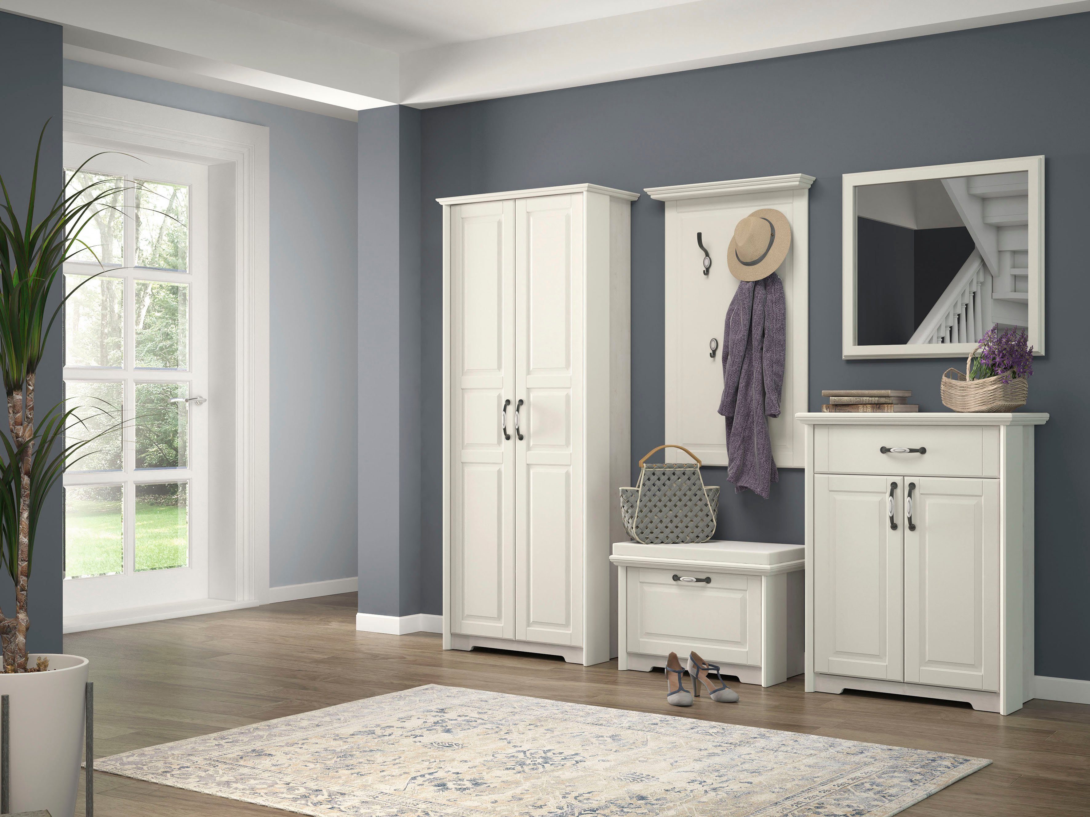 Home affaire Schoenenbank Evergreen hoogwaardig uv gelakt, met zitkussen, soft-closefunctie